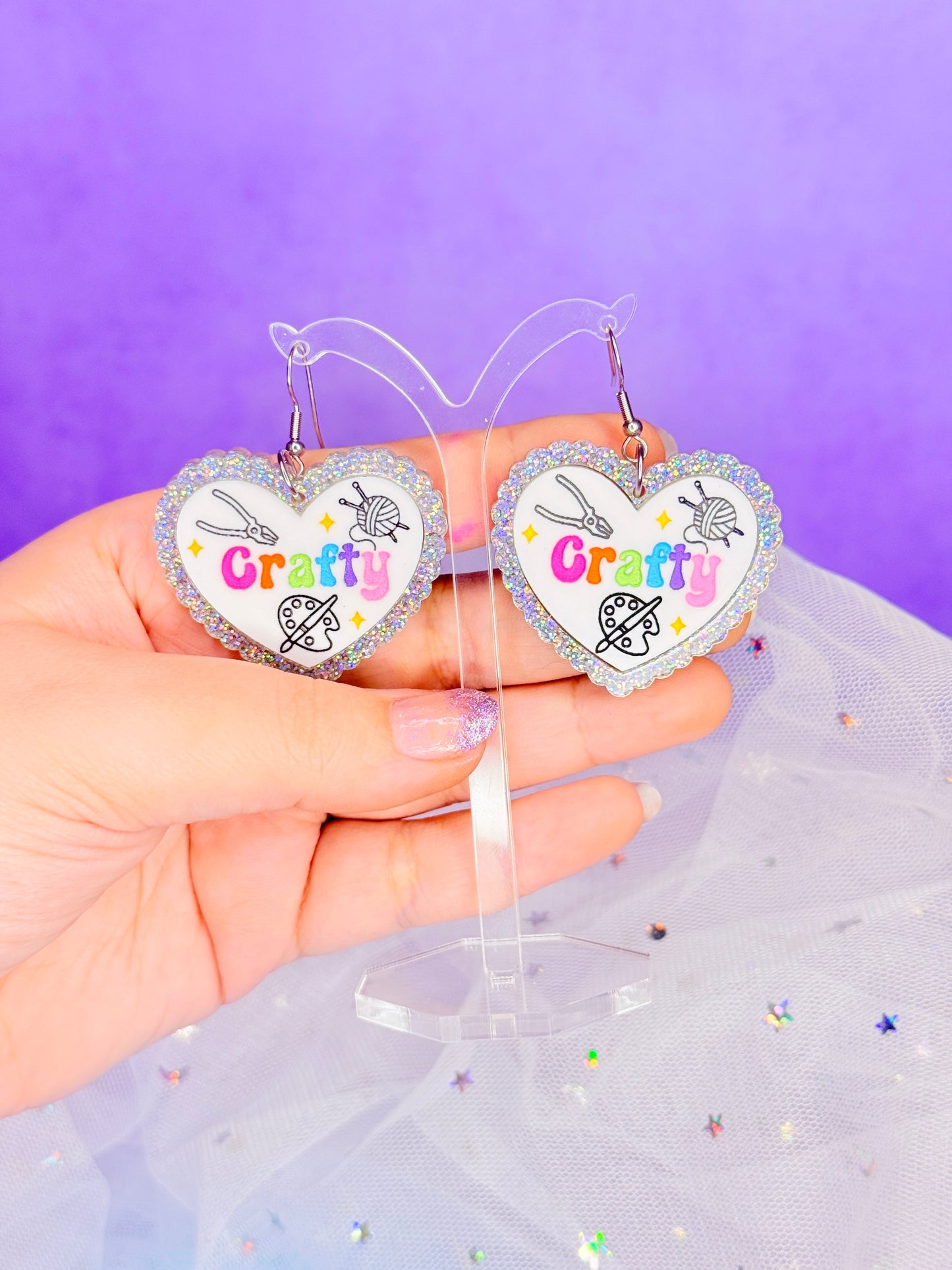 Crafty Hearts, Acrylic Earrings