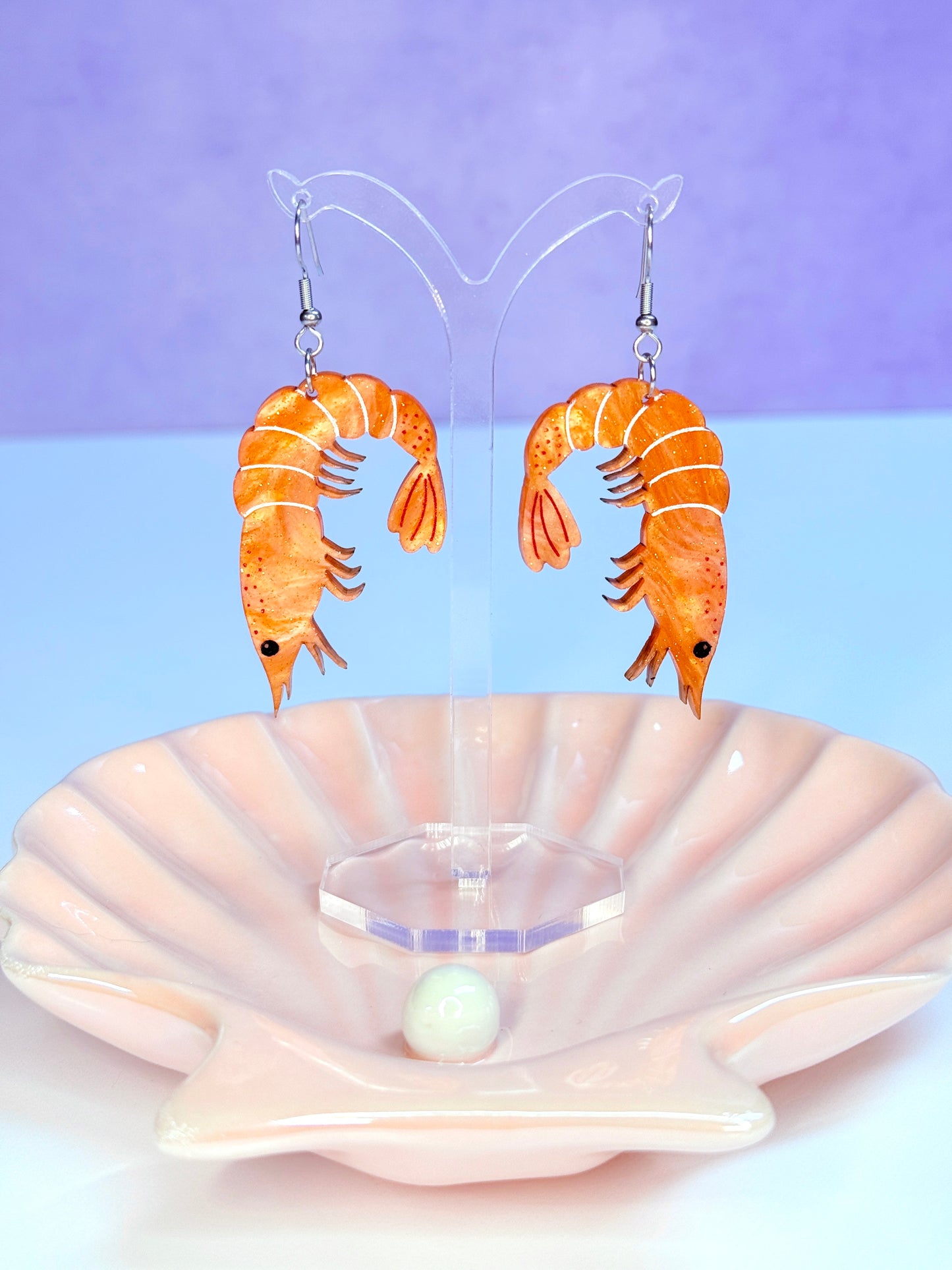 Shrimp Acrylic Earrings