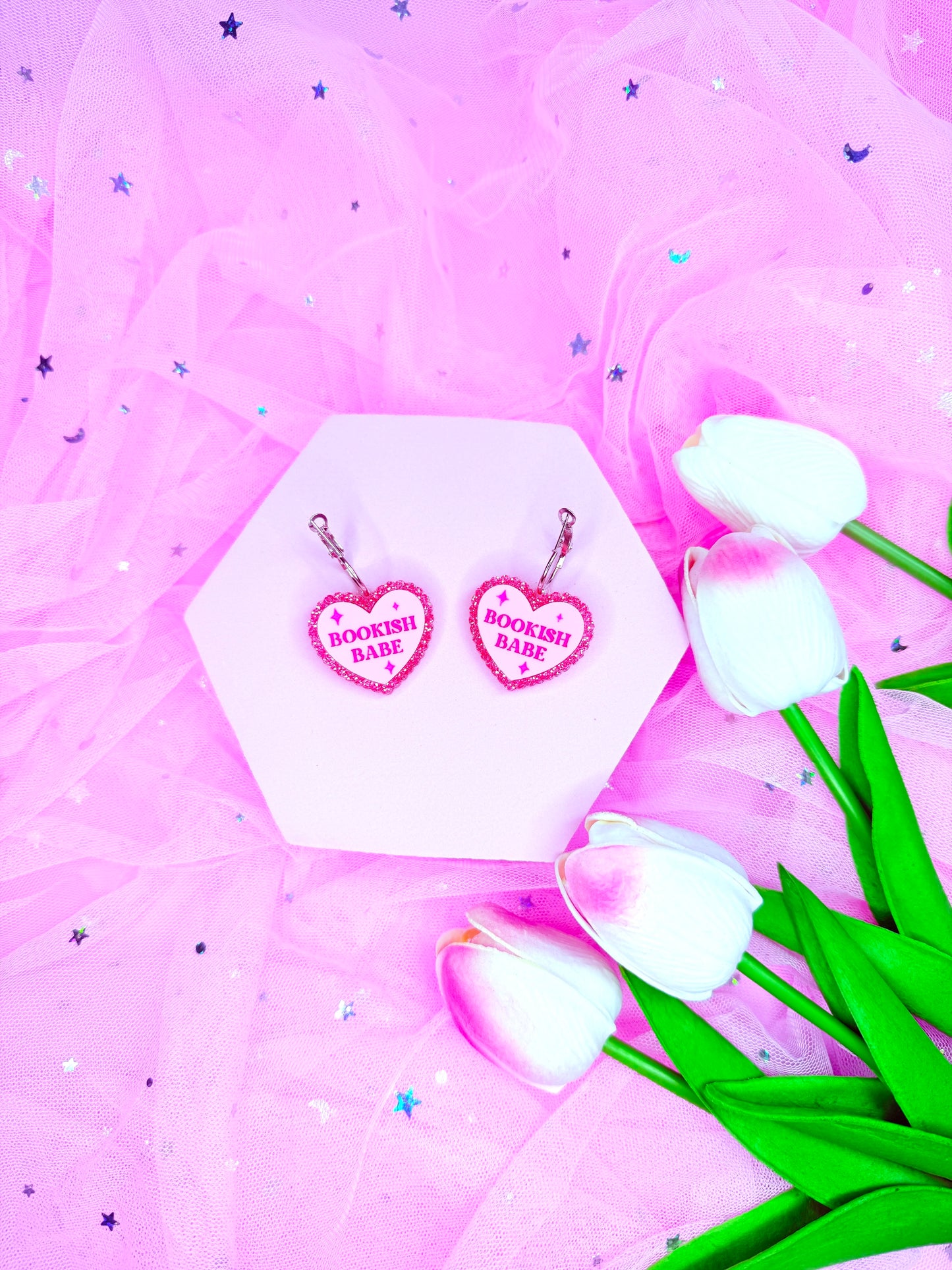 Bookish Babe, Mini Bookish Heart Earrings