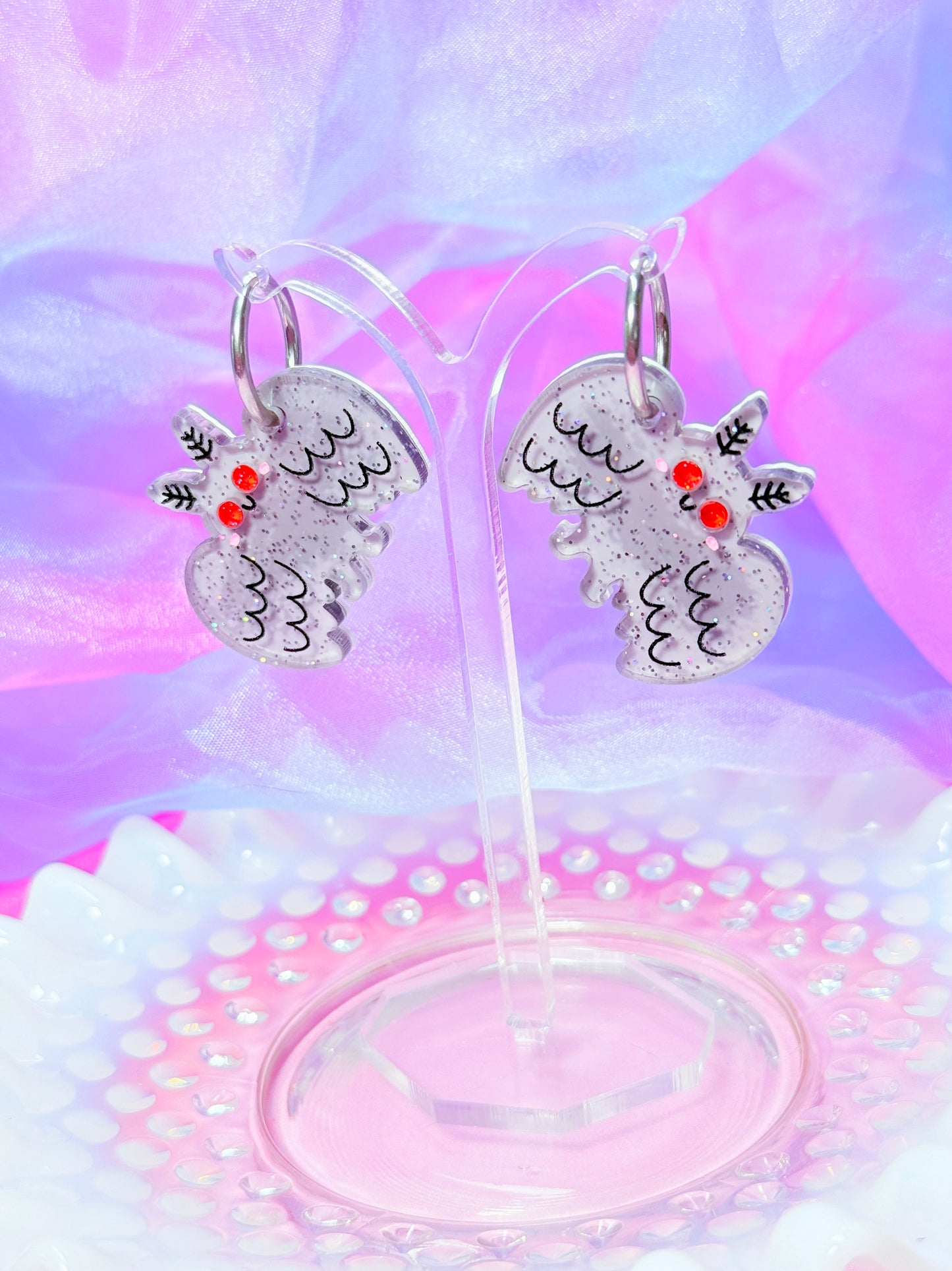 Jelly Mothman Cutie, Acrylic Earrings
