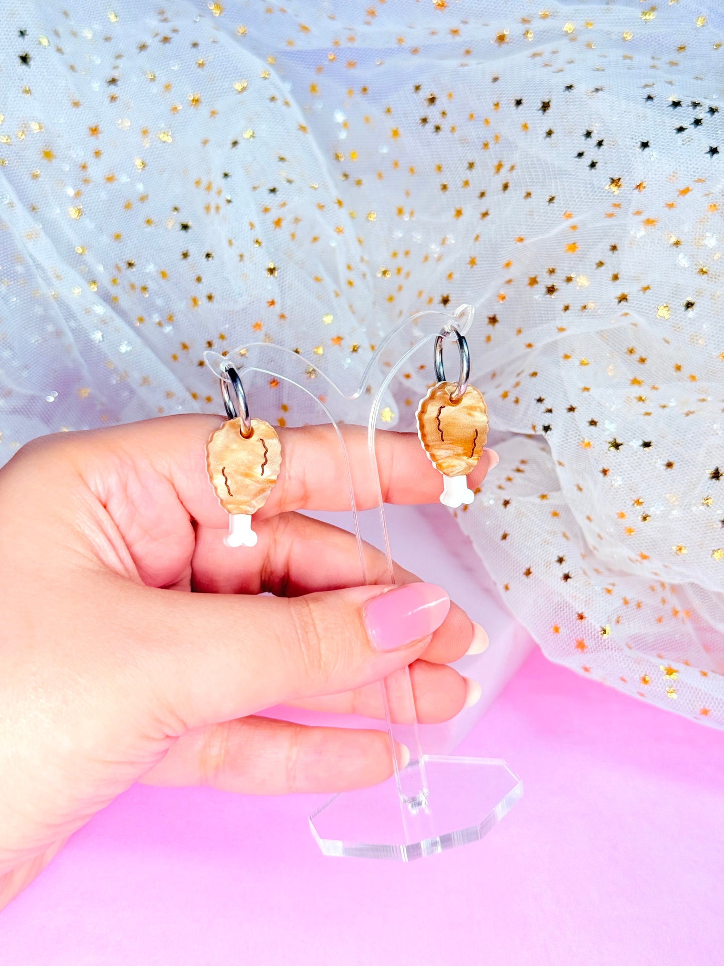 Mini Fried Chicken Acrylic Earrings