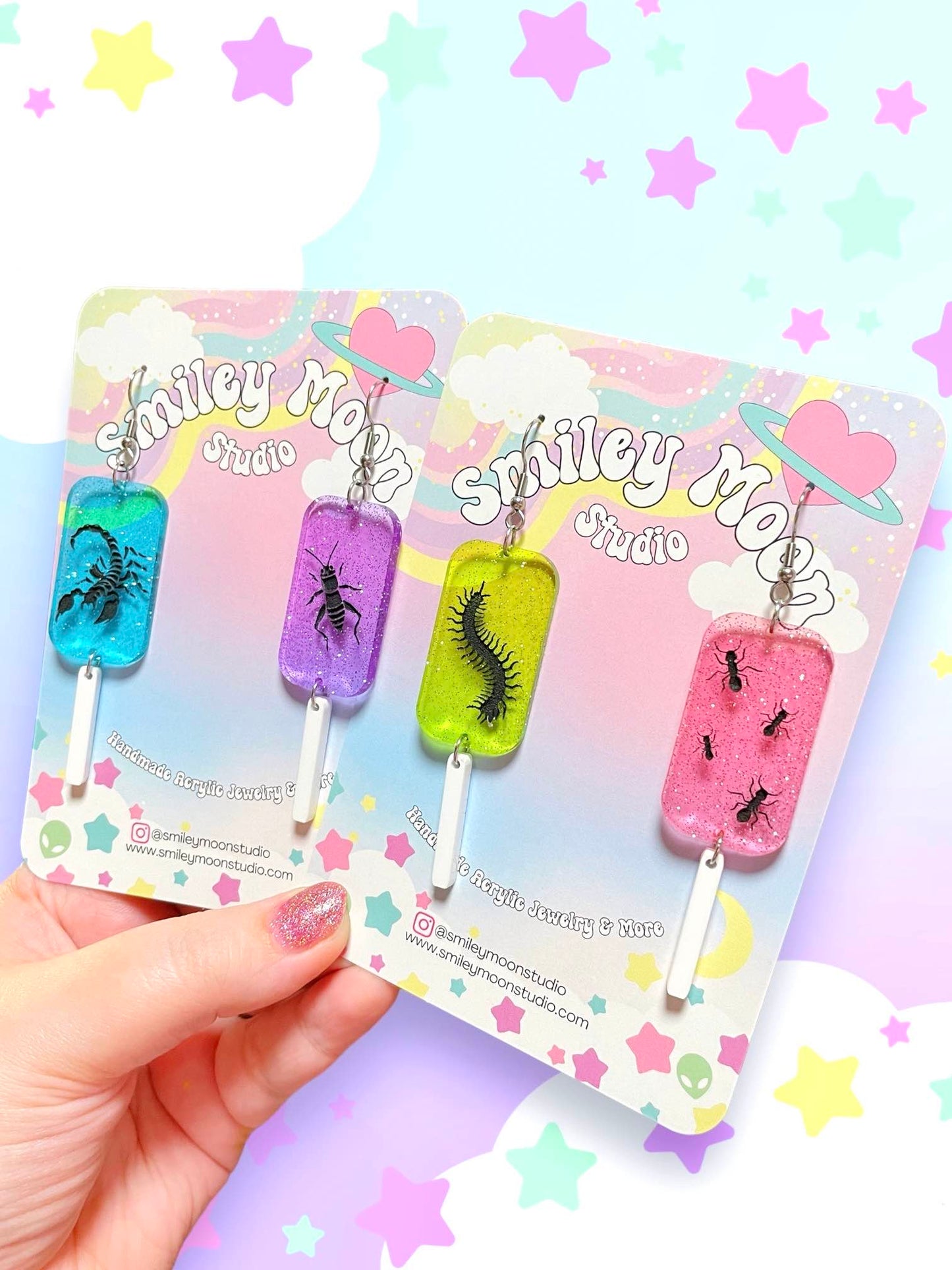 Insect Lolly, Acrylic Earrings