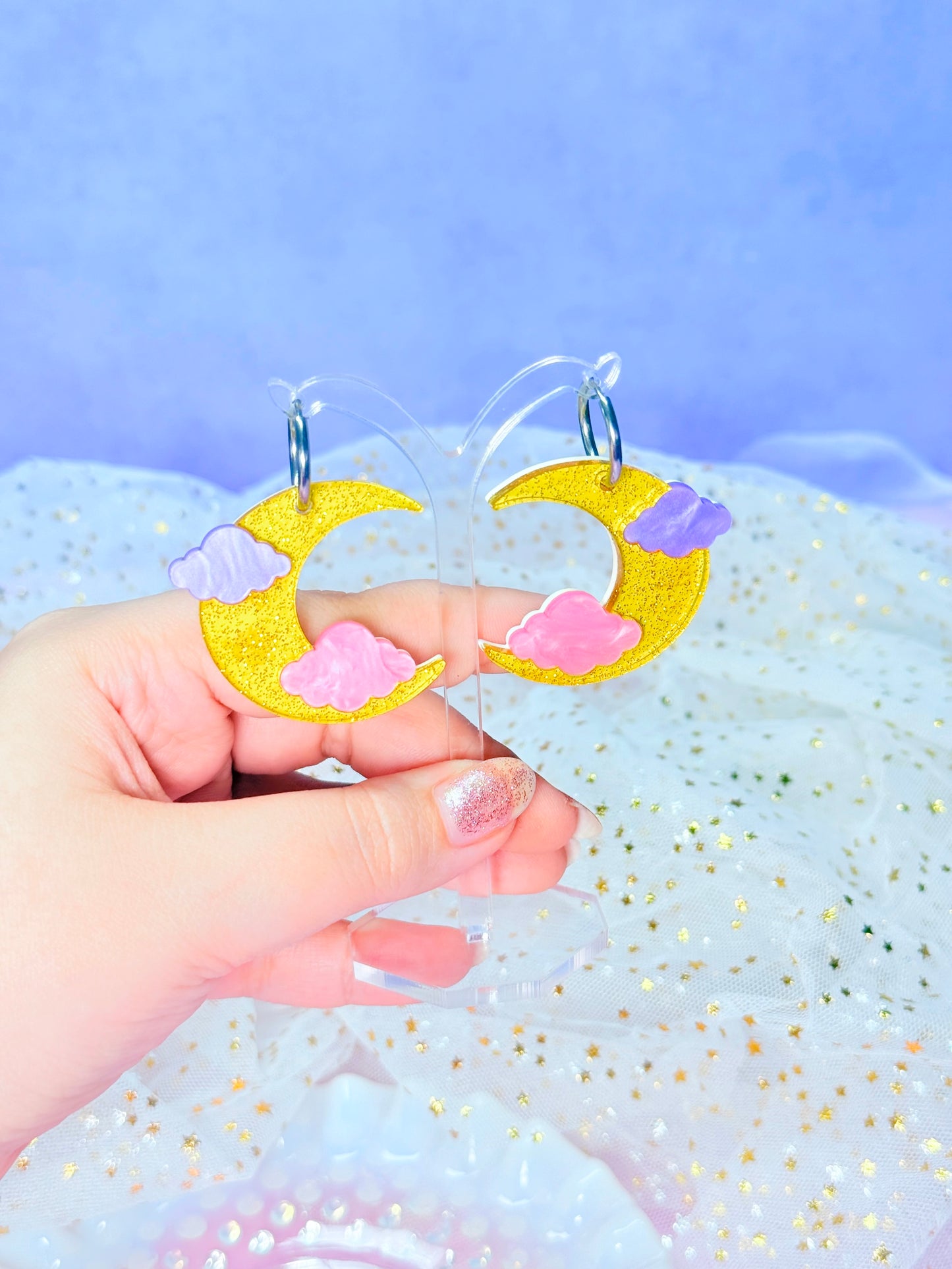 Jelly Moons (pastel), Acrylic Earrings