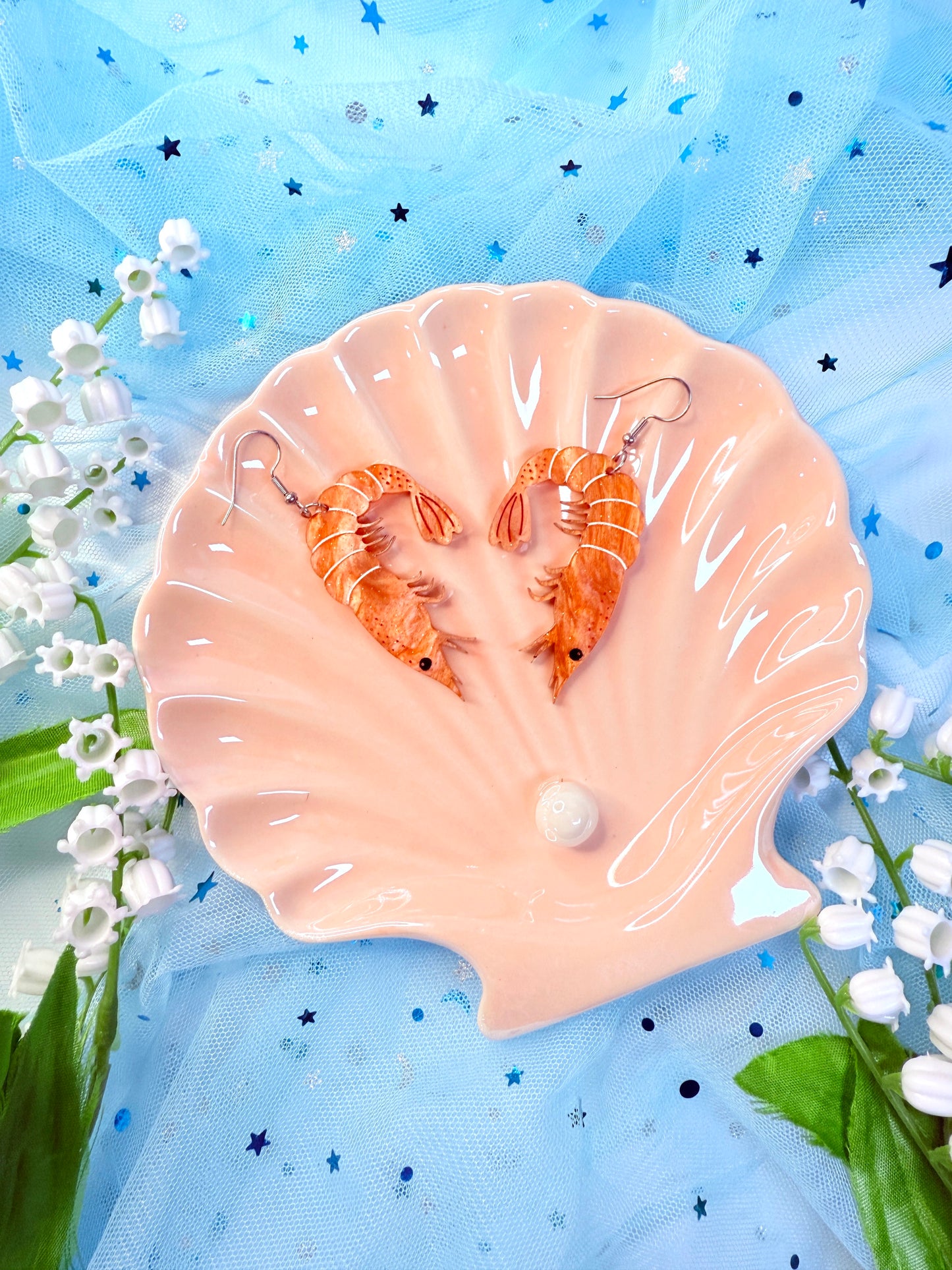 Shrimp Acrylic Earrings