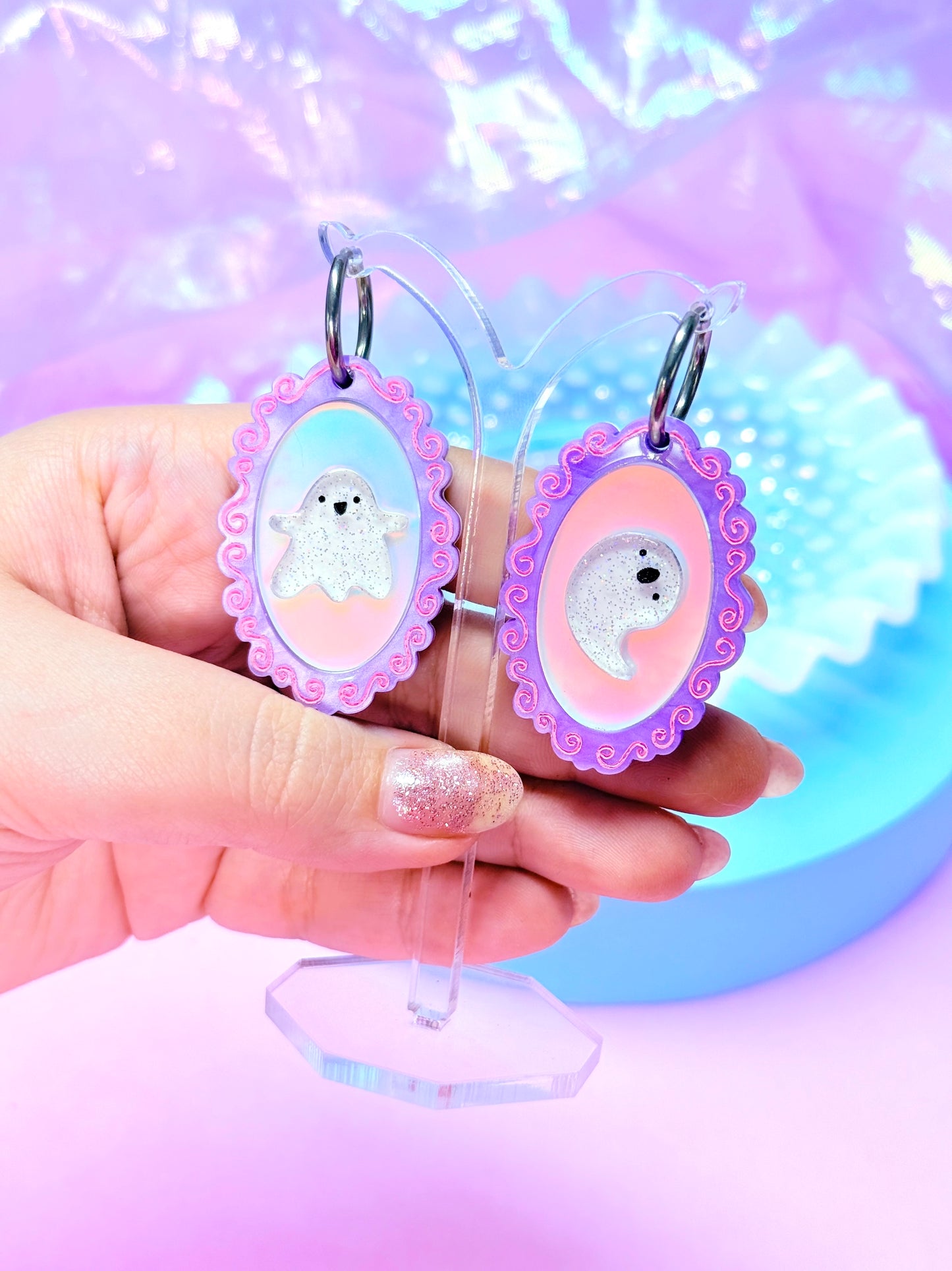 Ghostly Mirror Acrylic Earrings
