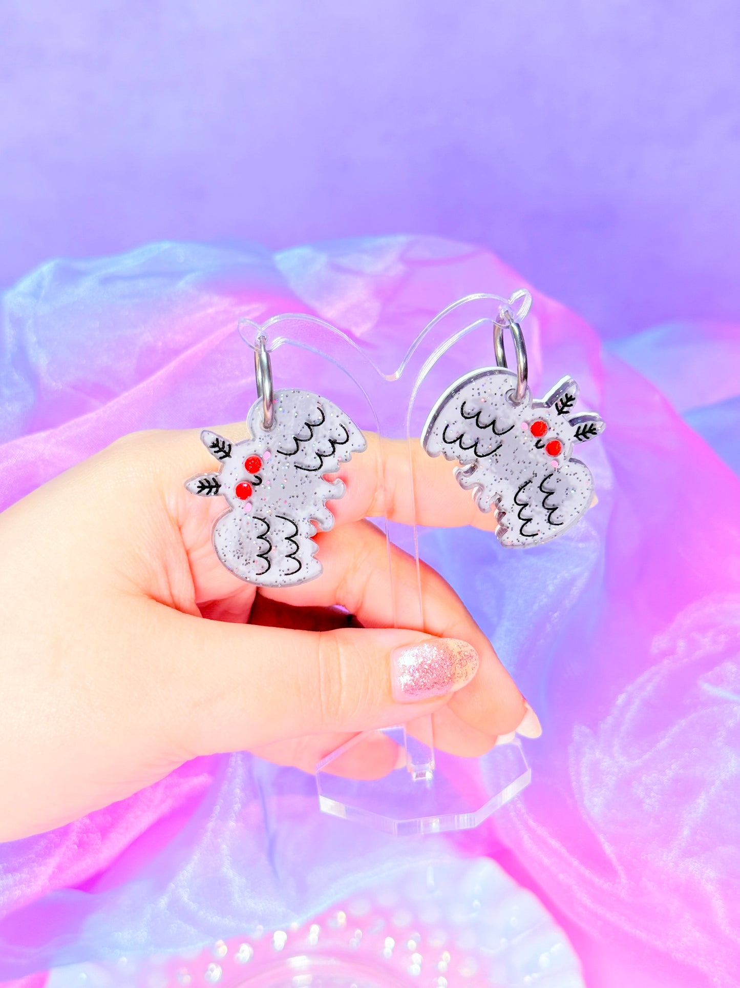 Jelly Mothman Cutie, Acrylic Earrings