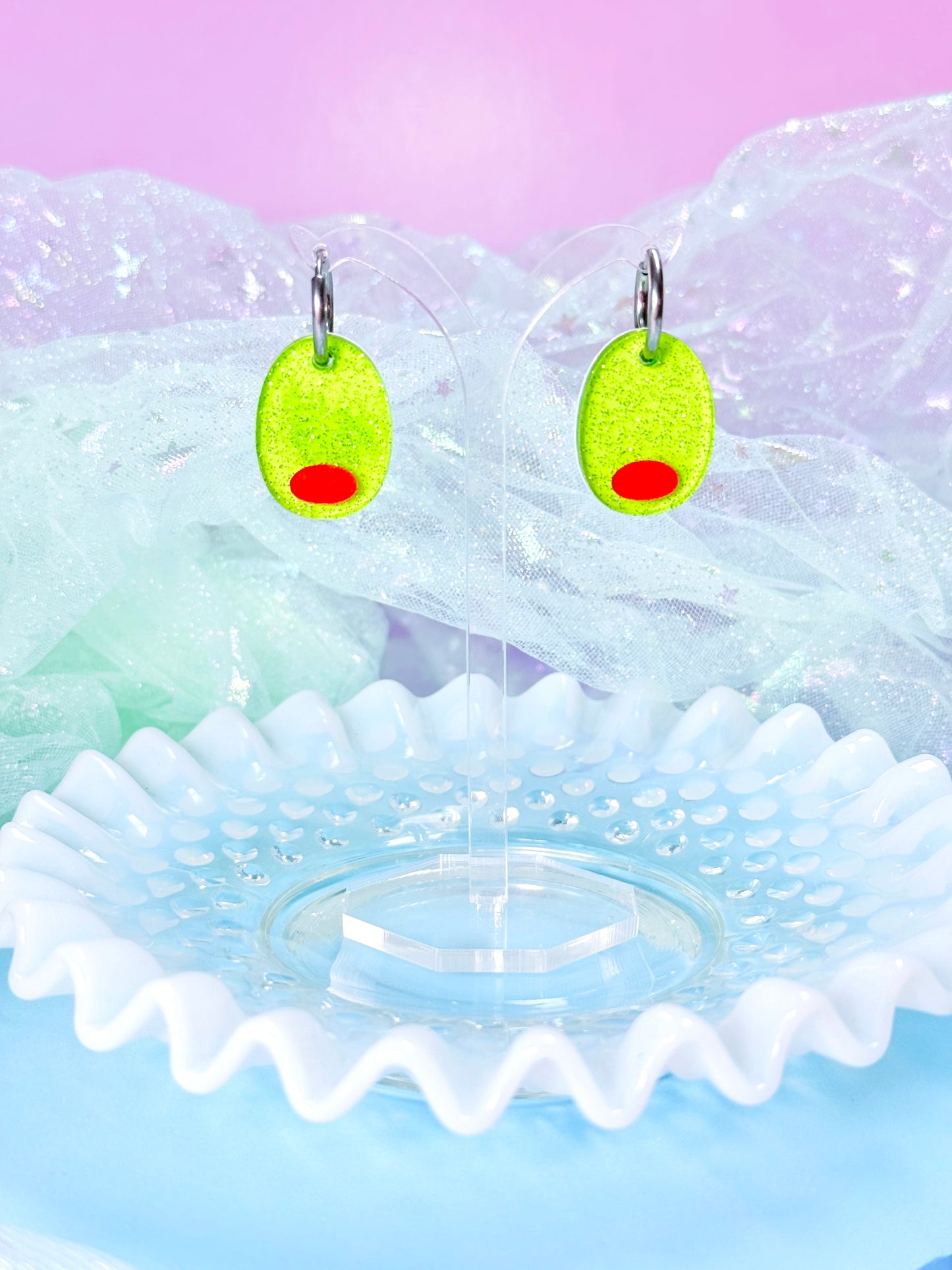 Jelly Olive Acrylic Earrings