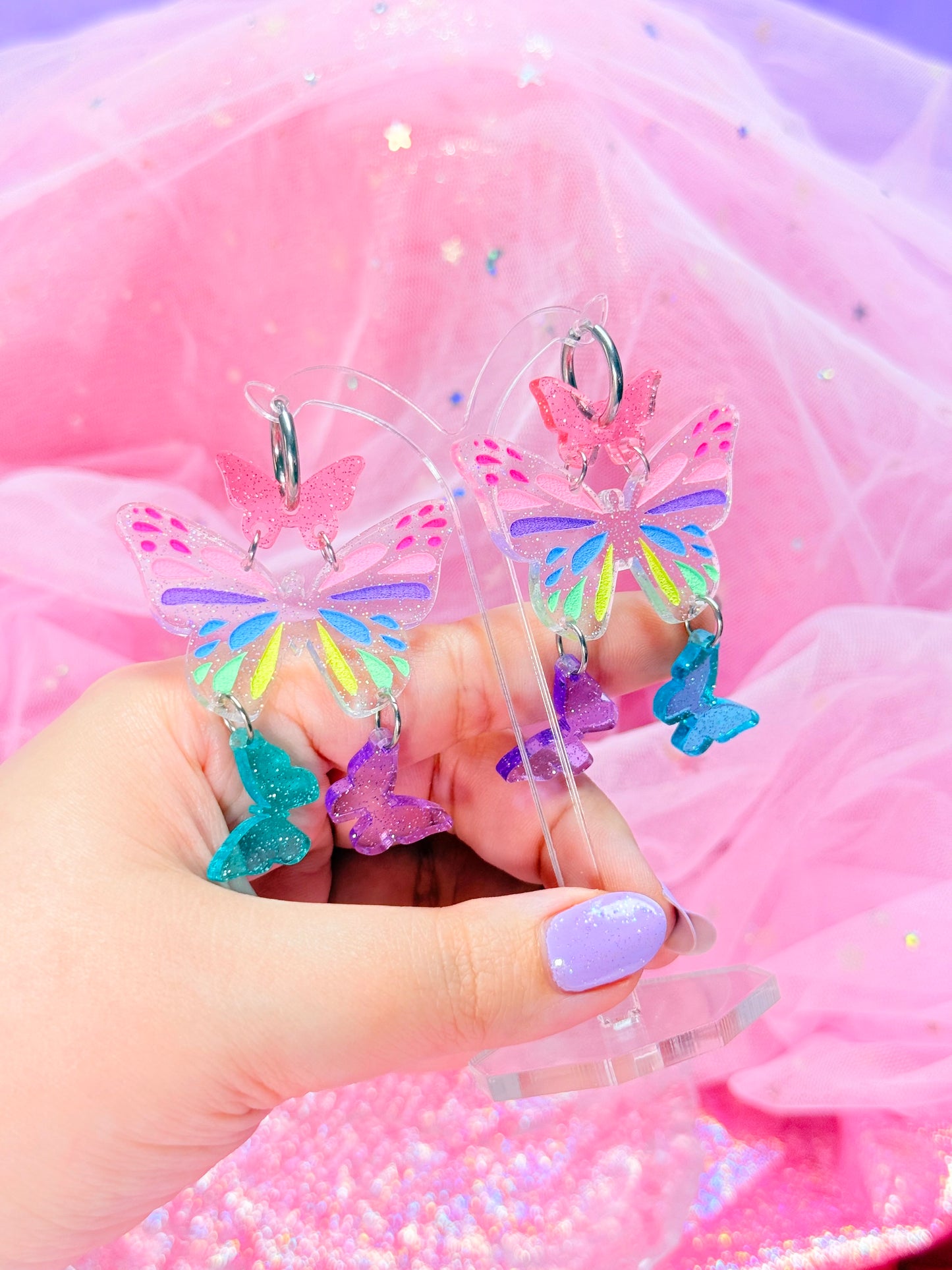 Pastel Jelly Butterfly Acrylic Earrings