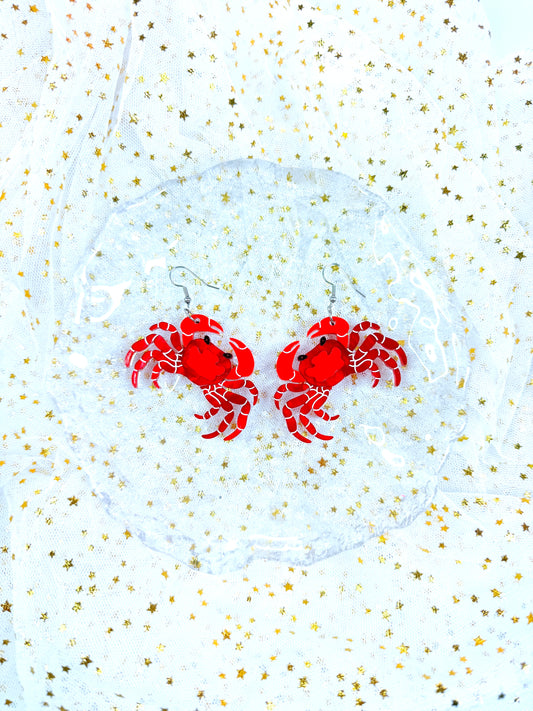 Red Crab Acrylic Earrings