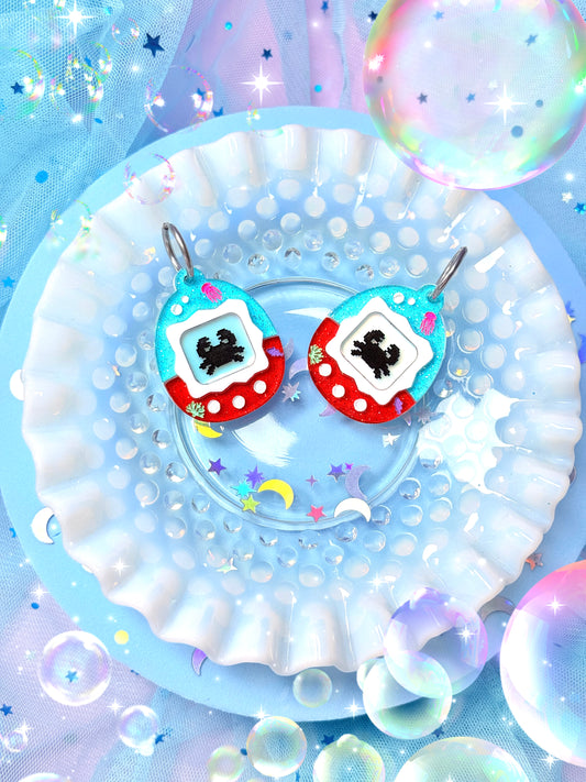 Virtual Pet Crab Acrylic Earrings