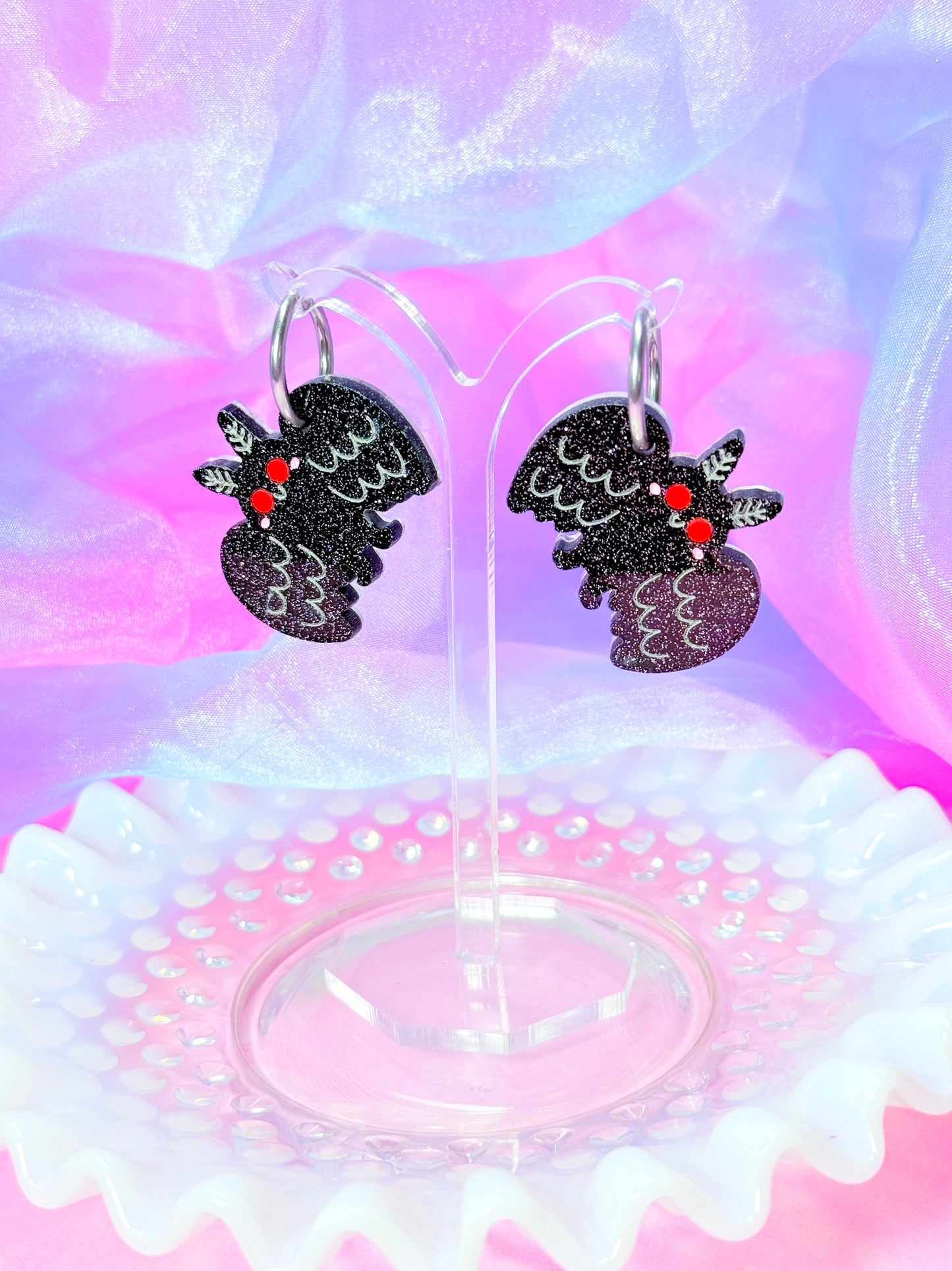 Mothman Cutie, Acrylic Earrings
