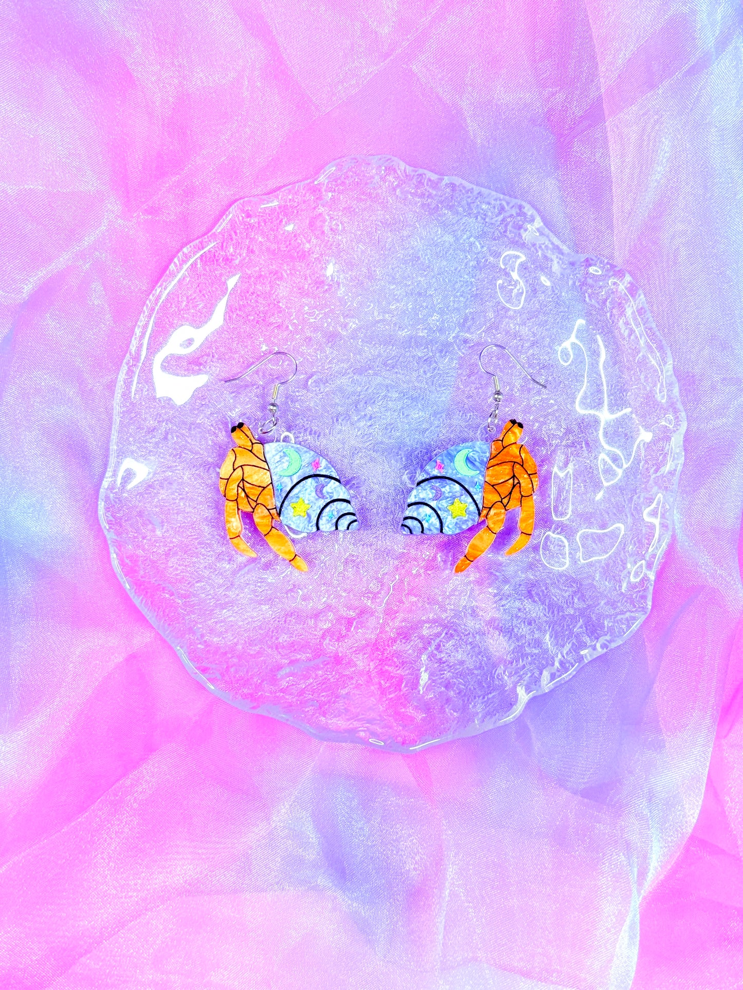 Hermit Crab Acrylic Earrings (Mystical Magic)