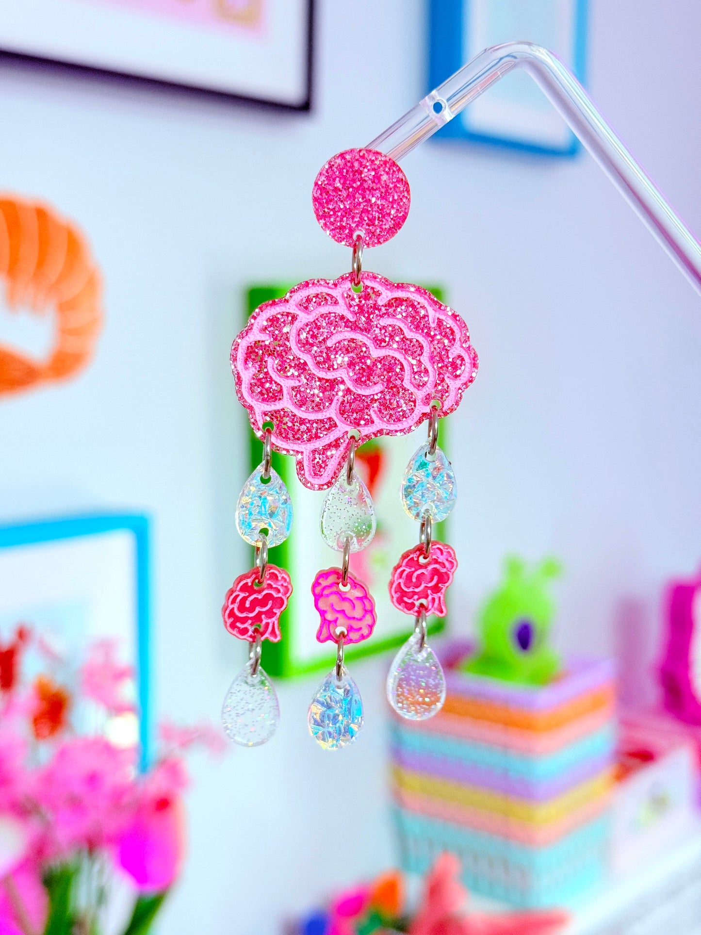 Brainy Drops, Acrylic Earrings