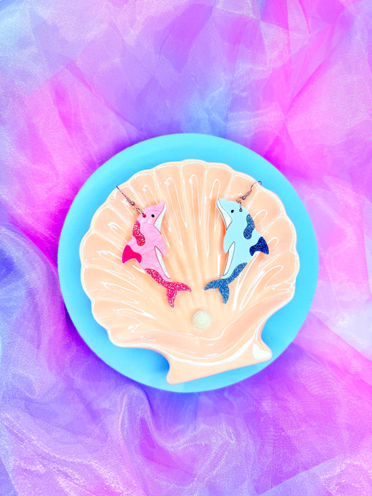 Funky Dolphins, Acrylic Earrings