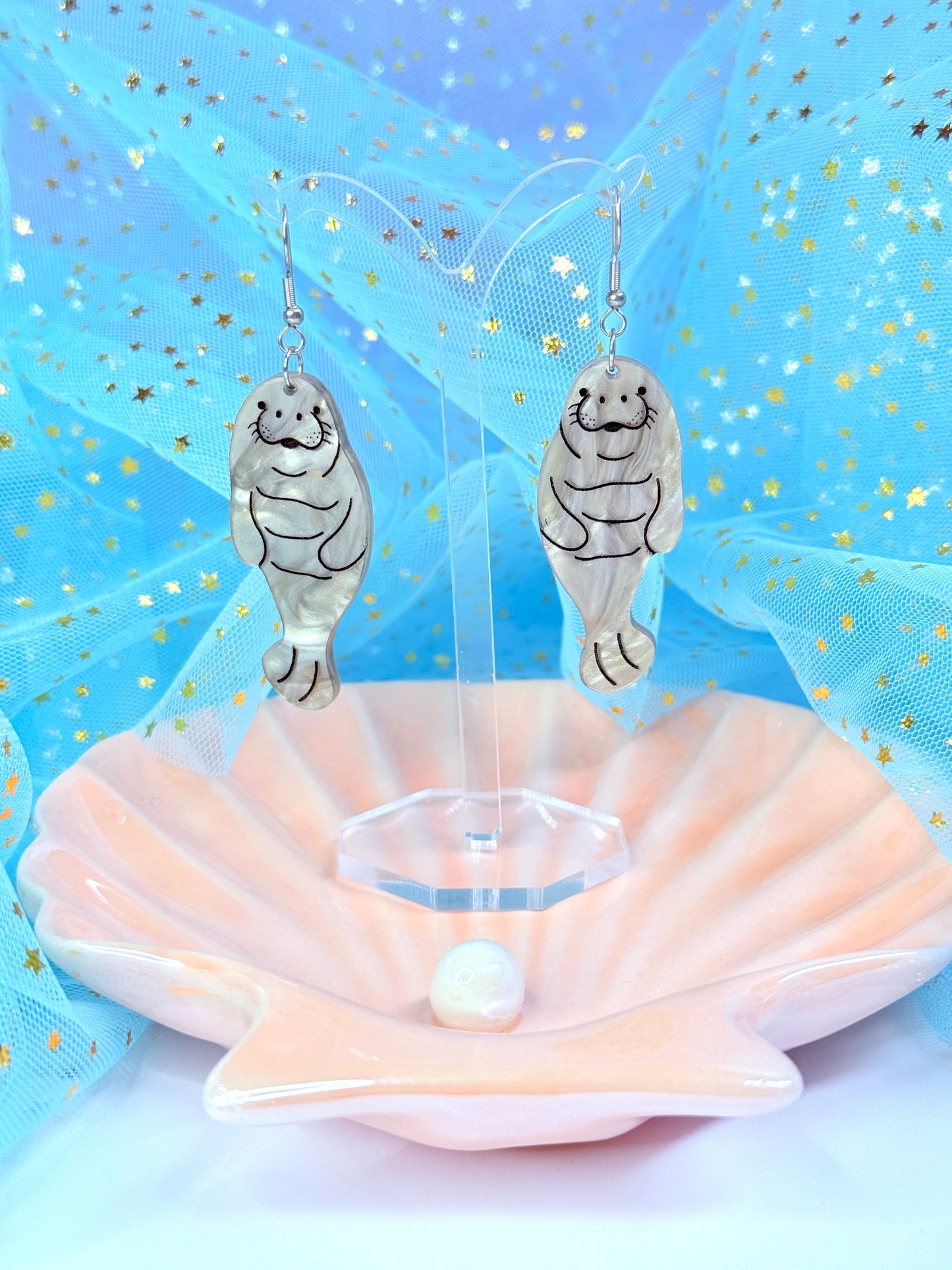 Manatee Acrylic Earrings