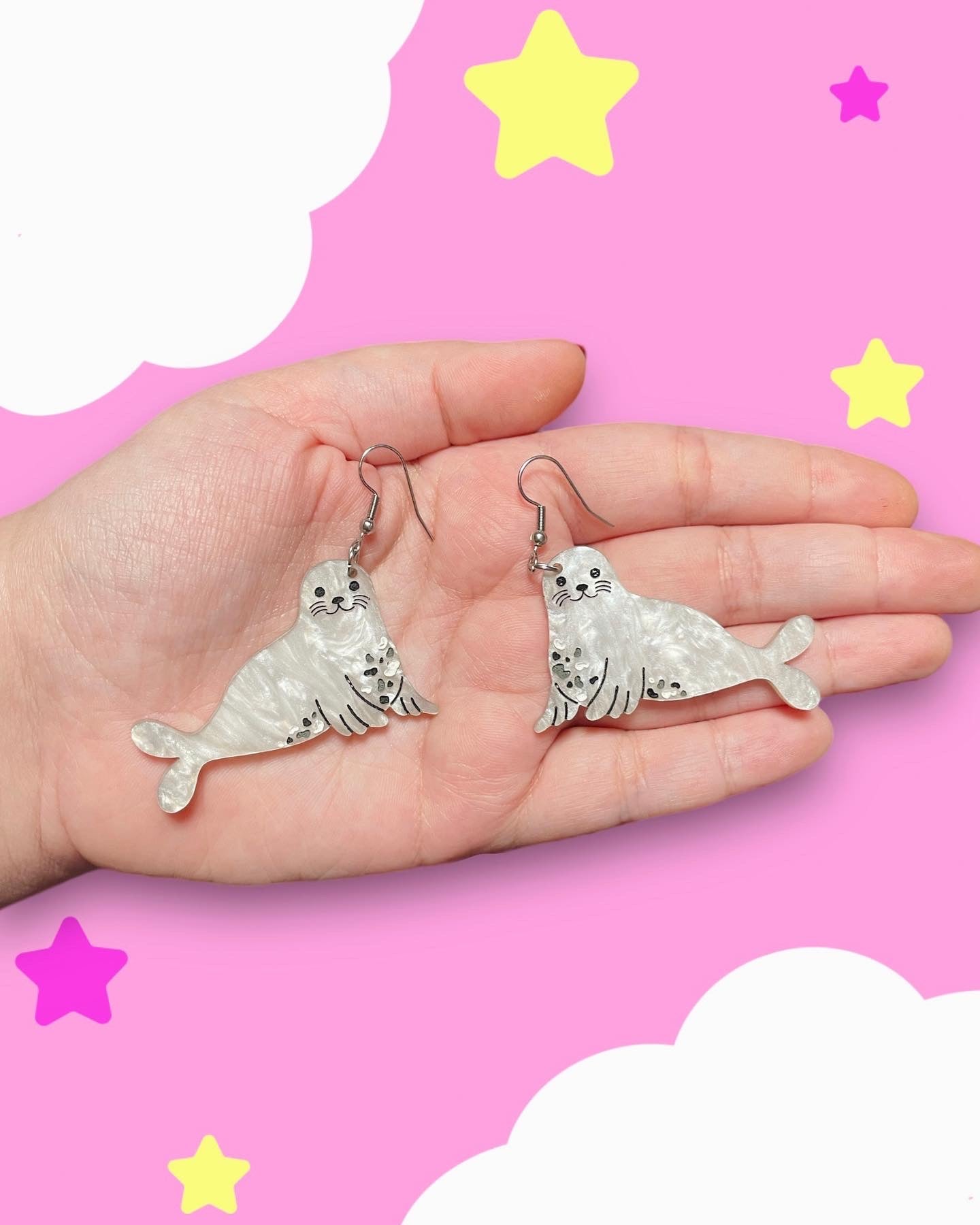 Spotted Seal Acrylic Earrings