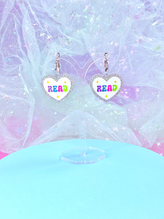 READ Books, Mini Bookish Heart Earrings
