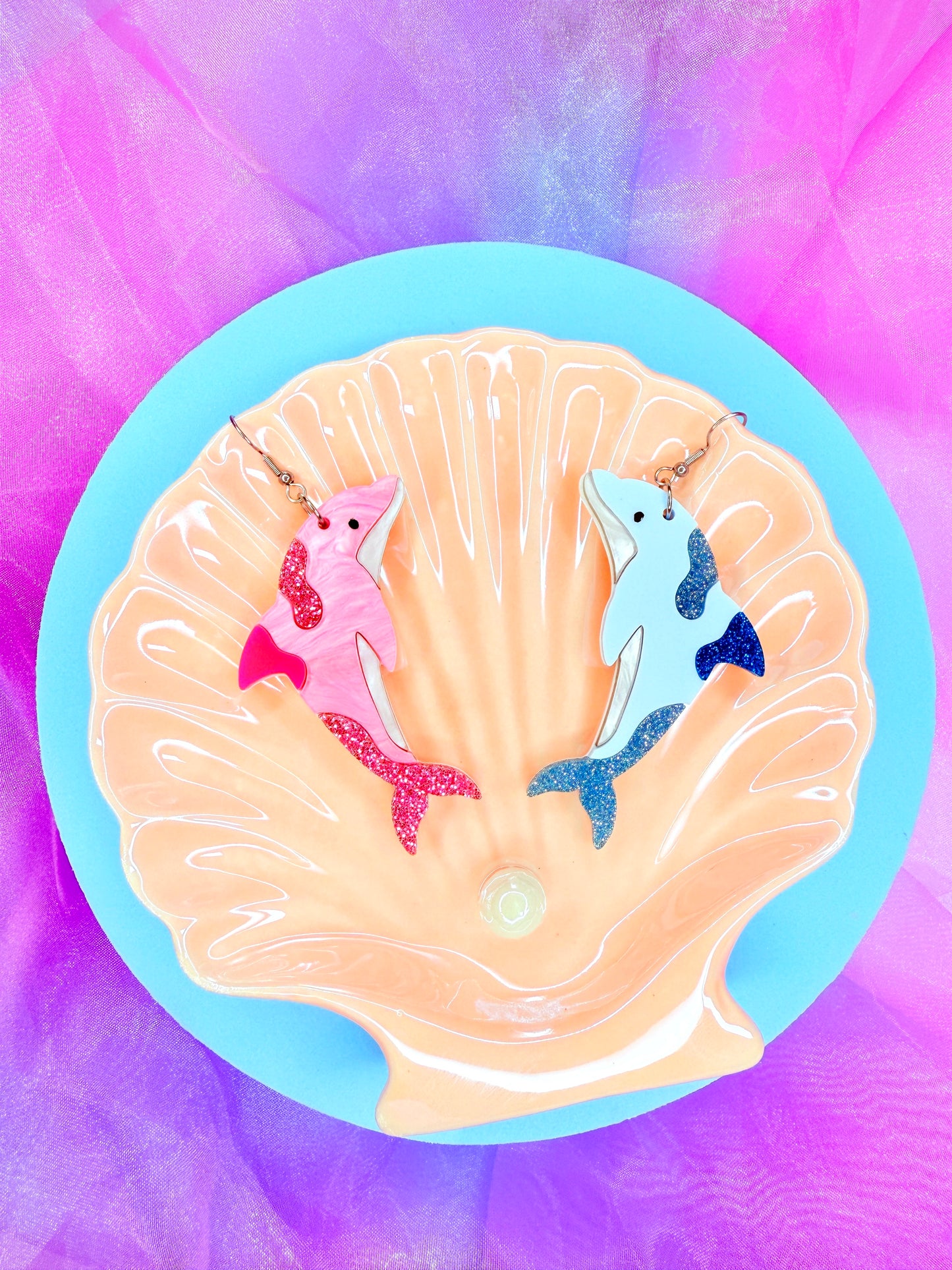 Funky Dolphins, Acrylic Earrings