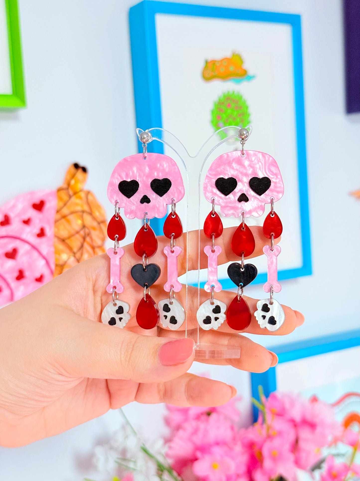 Lovely Skull Drops, Acrylic Earrings