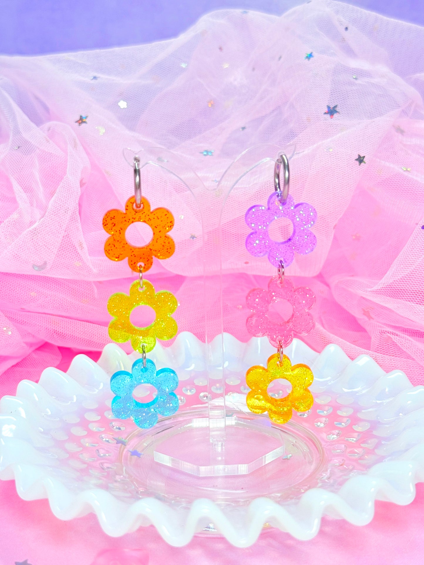 Retro Jelly Daisy Acrylic Earrings