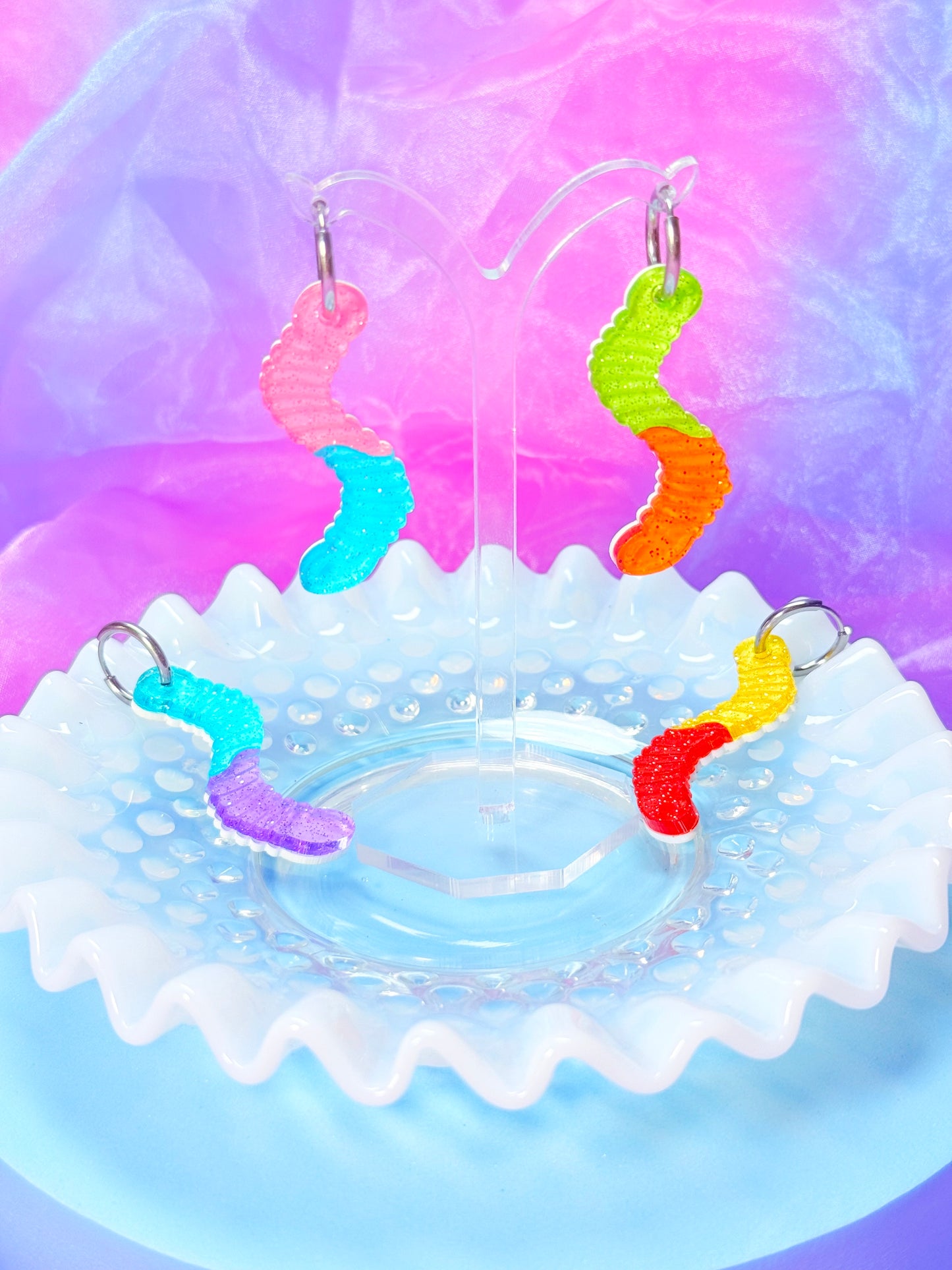 Gummy Worm Acrylic Earrings