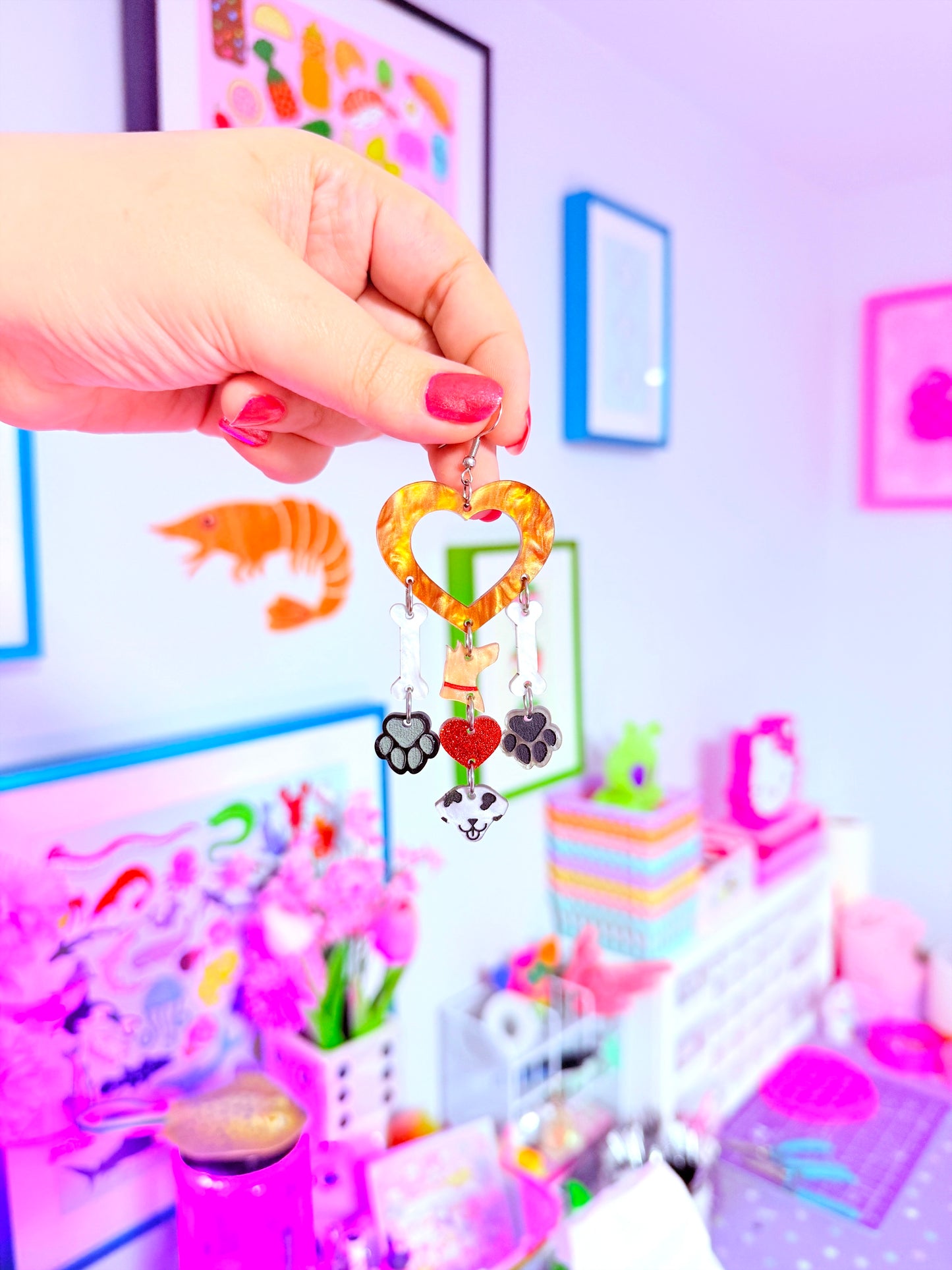 Doggy Dangles, Acrylic Earrings