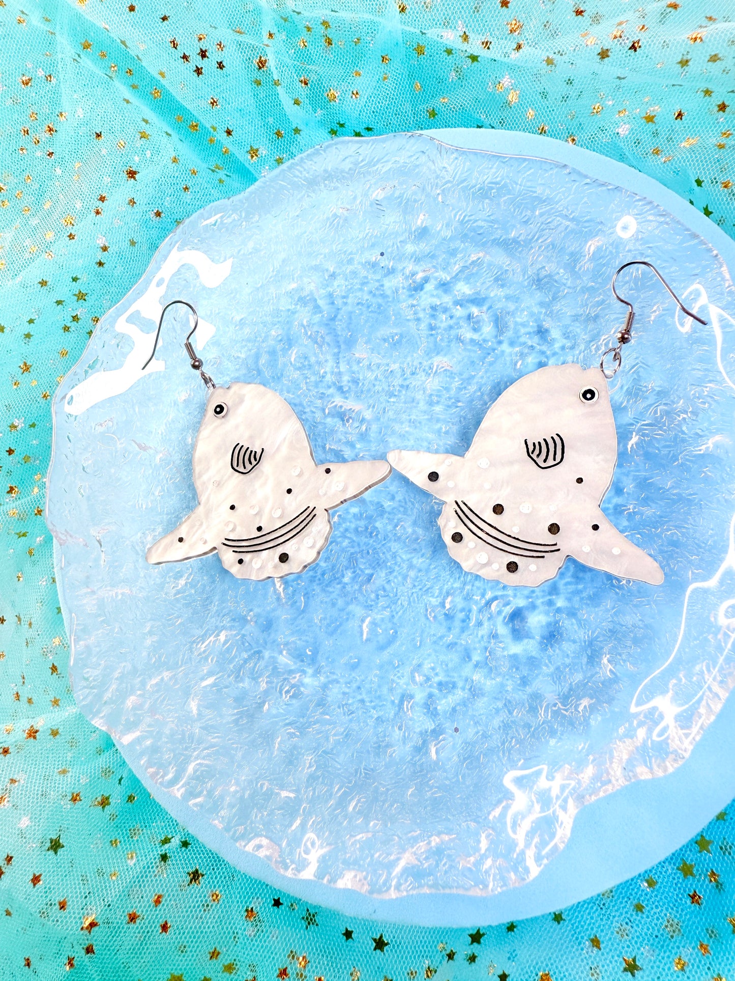 Mola Mola, Ocean Sunfish Acrylic Earrings
