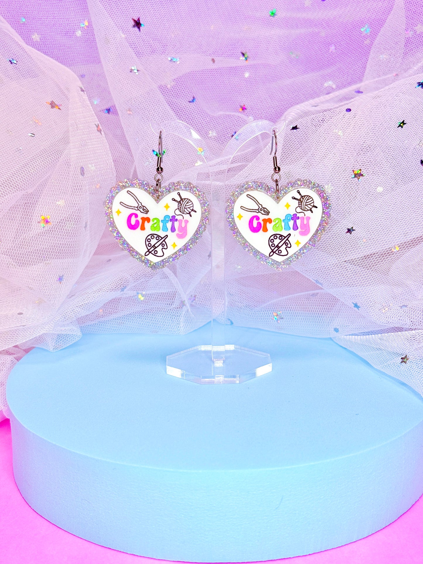Crafty Hearts, Acrylic Earrings