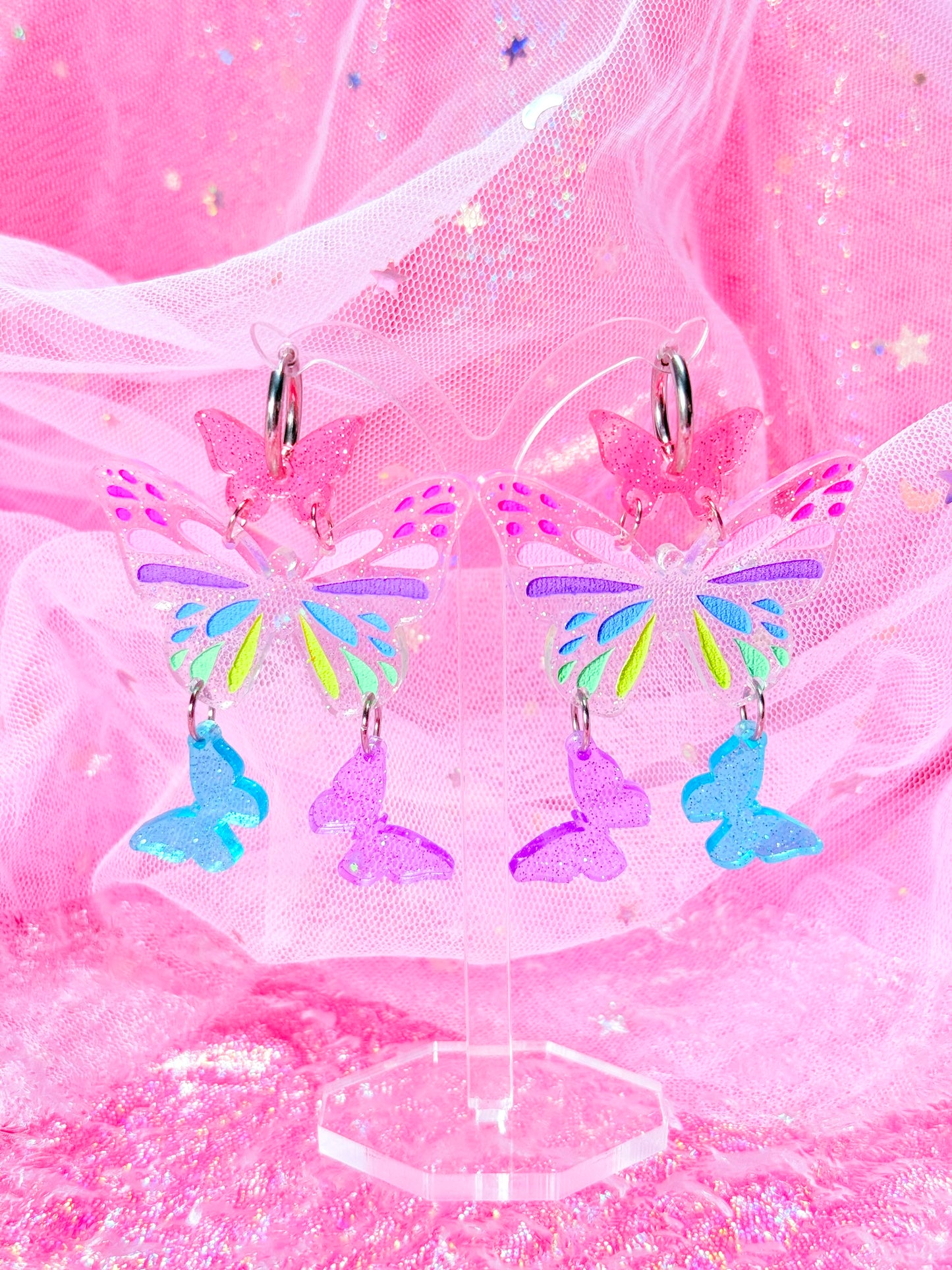 Pastel Jelly Butterfly Acrylic Earrings
