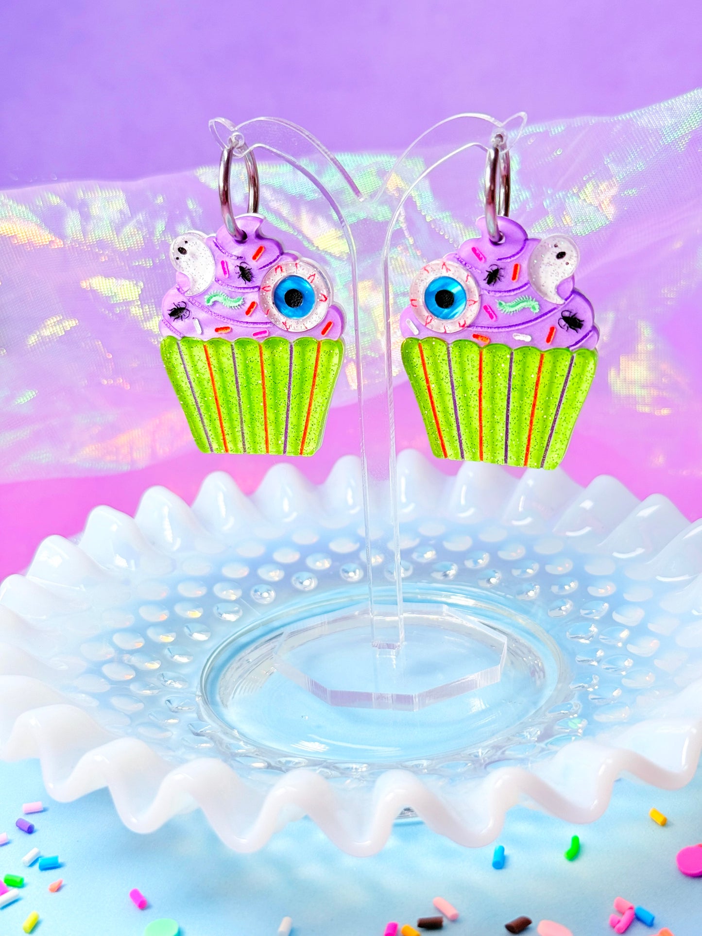 Creepy Cupcake Acrylic Earrings