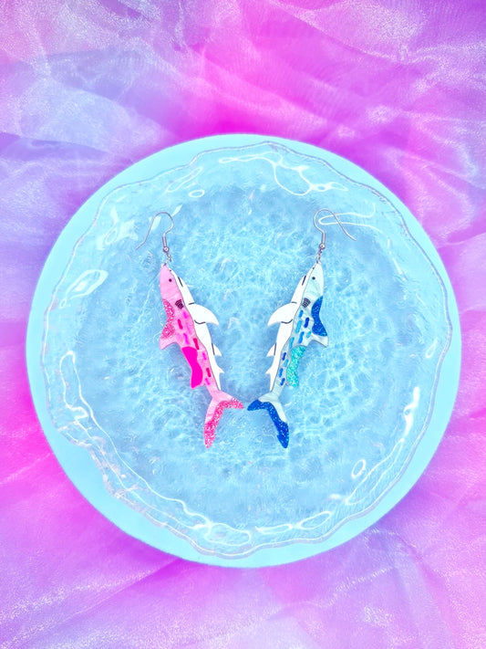 Funky Sharks, Acrylic Earrings