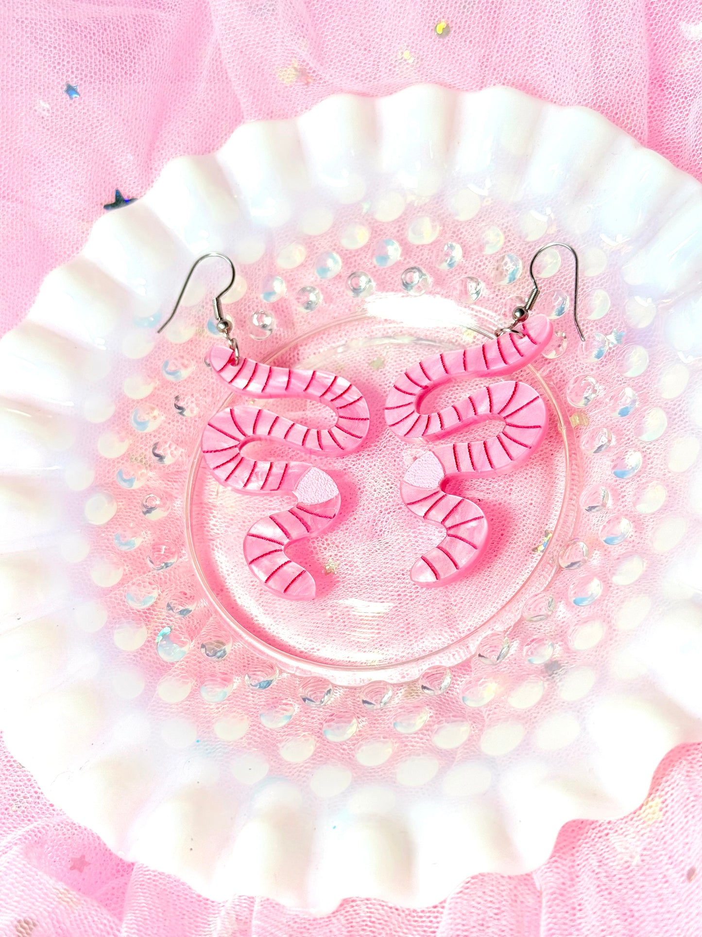 Worm Acrylic Earrings