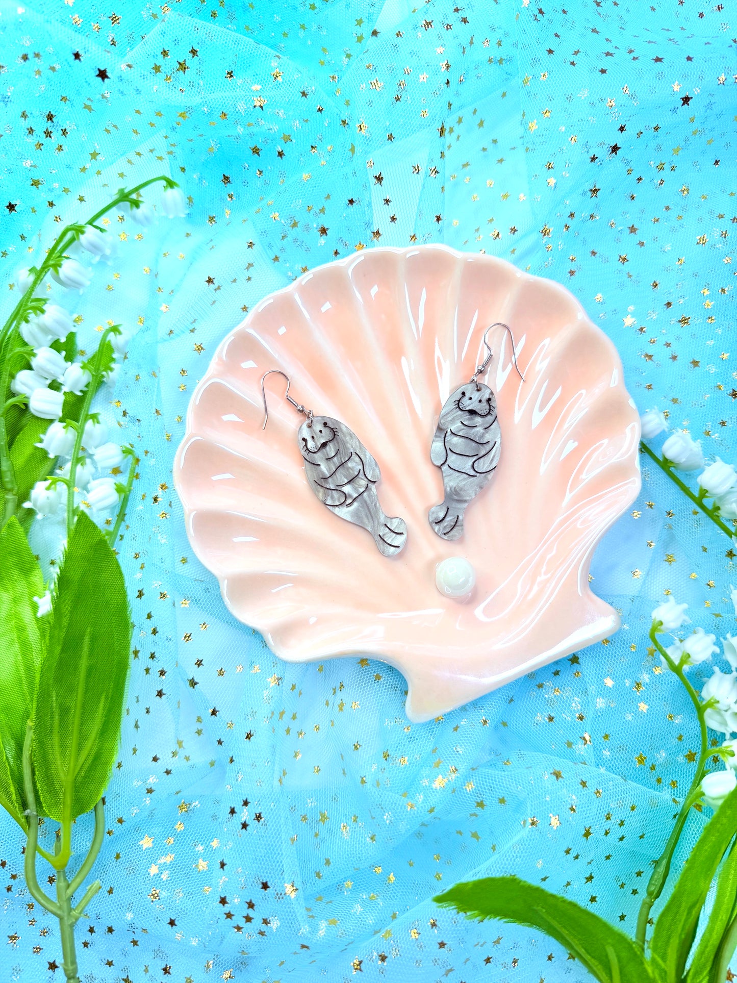 Manatee Acrylic Earrings