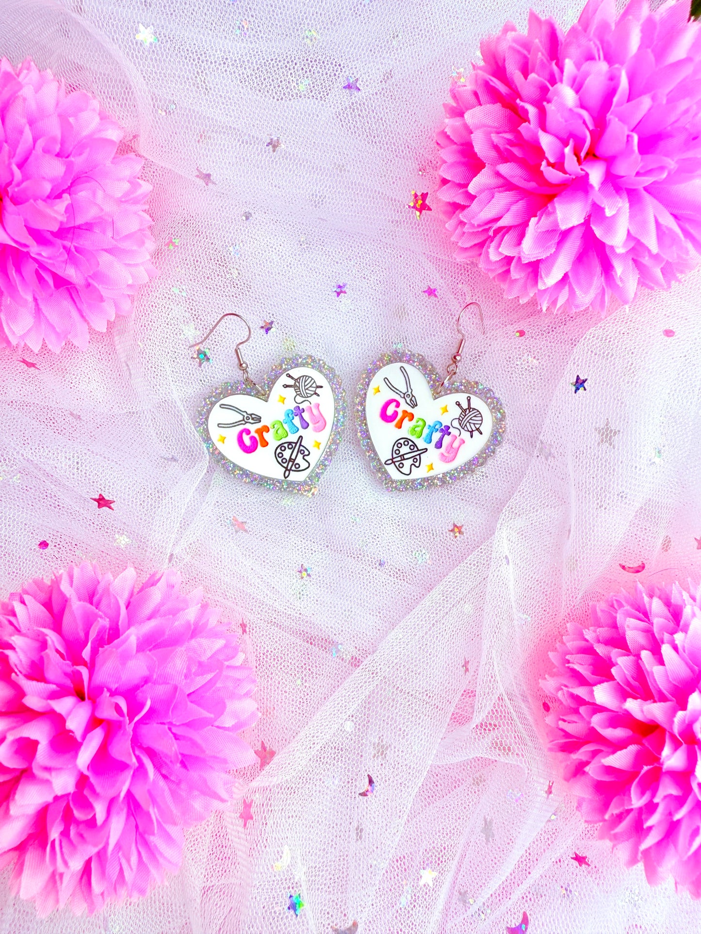 Crafty Hearts, Acrylic Earrings