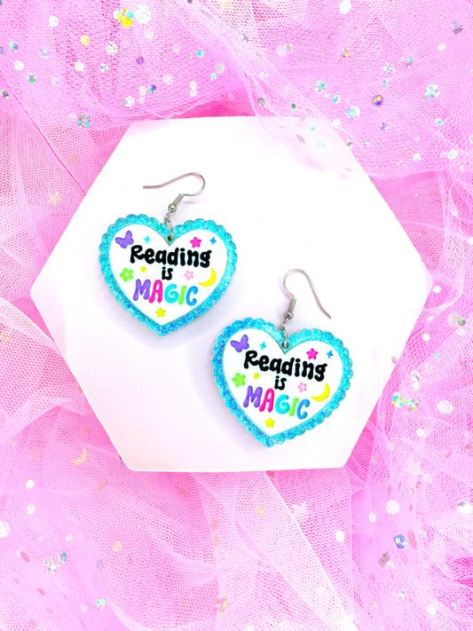 Reading Is Magic, Bookish Heart Earrings