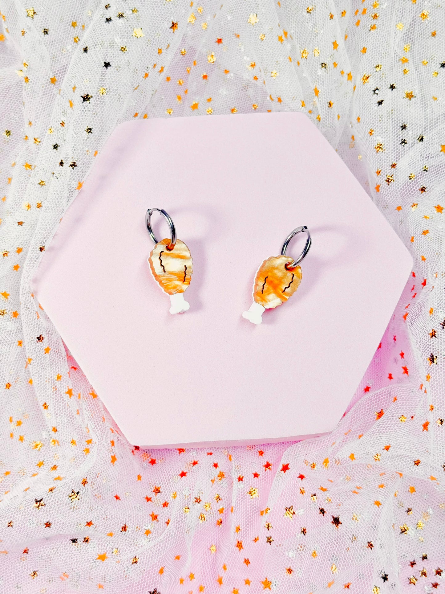 Mini Fried Chicken Acrylic Earrings