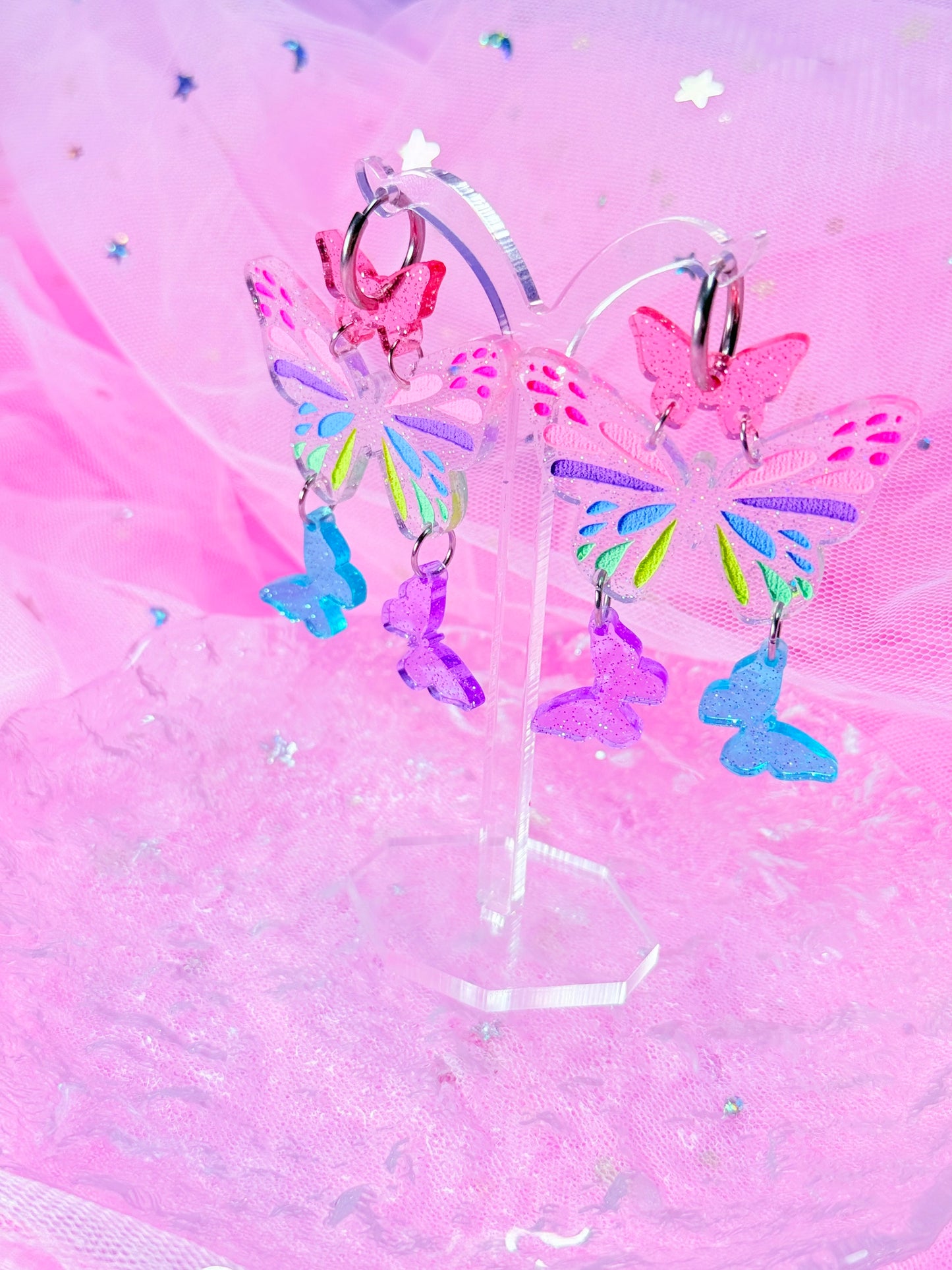 Pastel Jelly Butterfly Acrylic Earrings