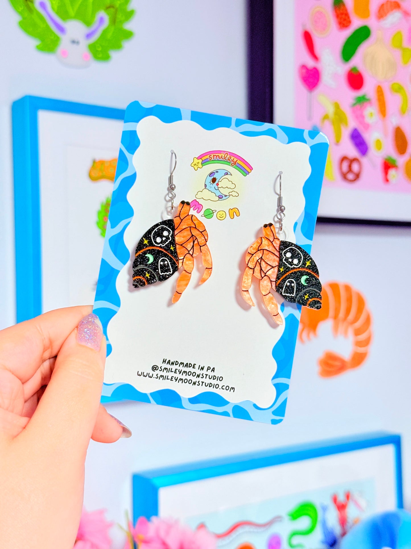 Hermit Crab Acrylic Earrings (Spooky)