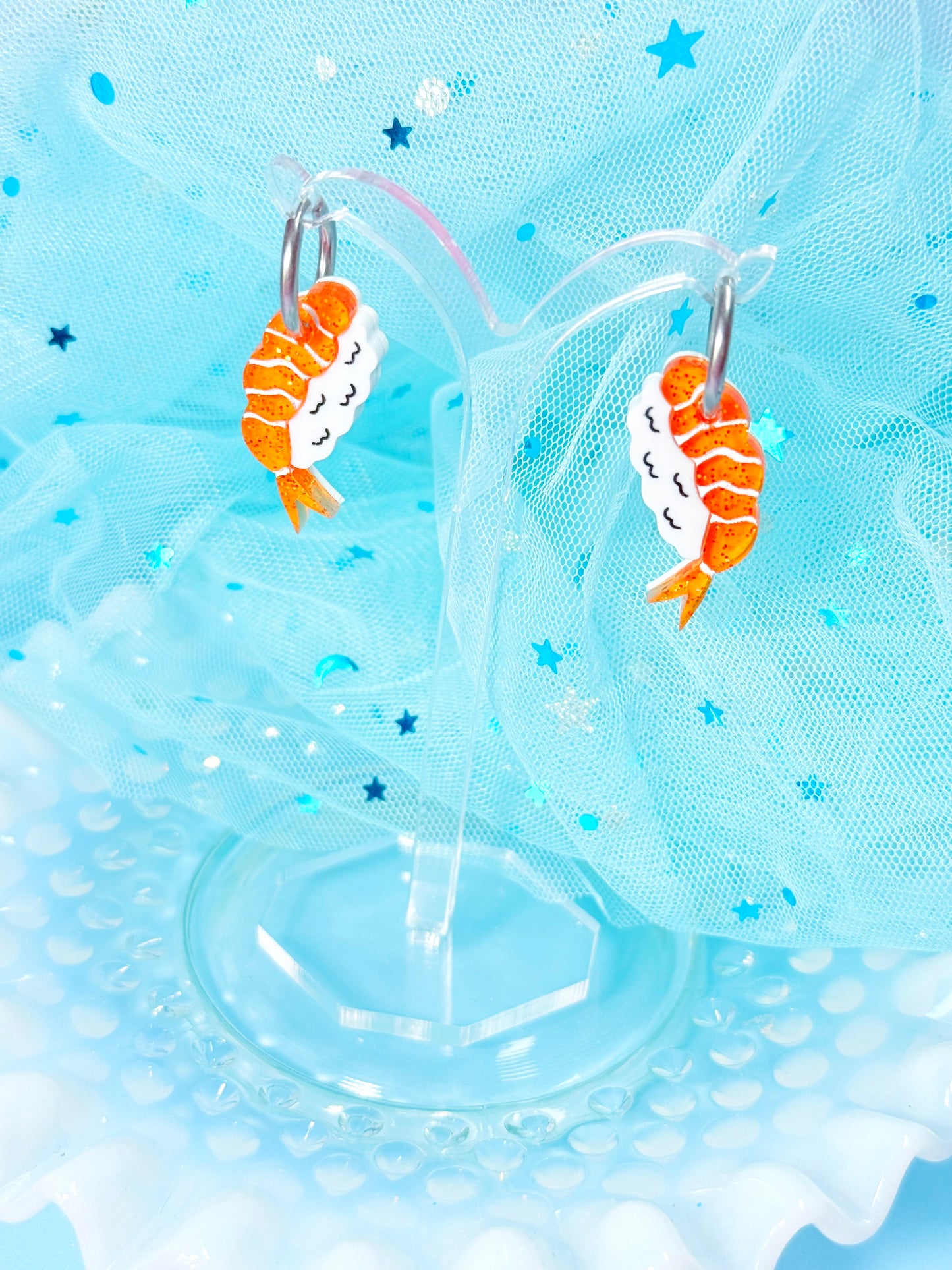 Mini Shrimp Sushi Acrylic Earrings