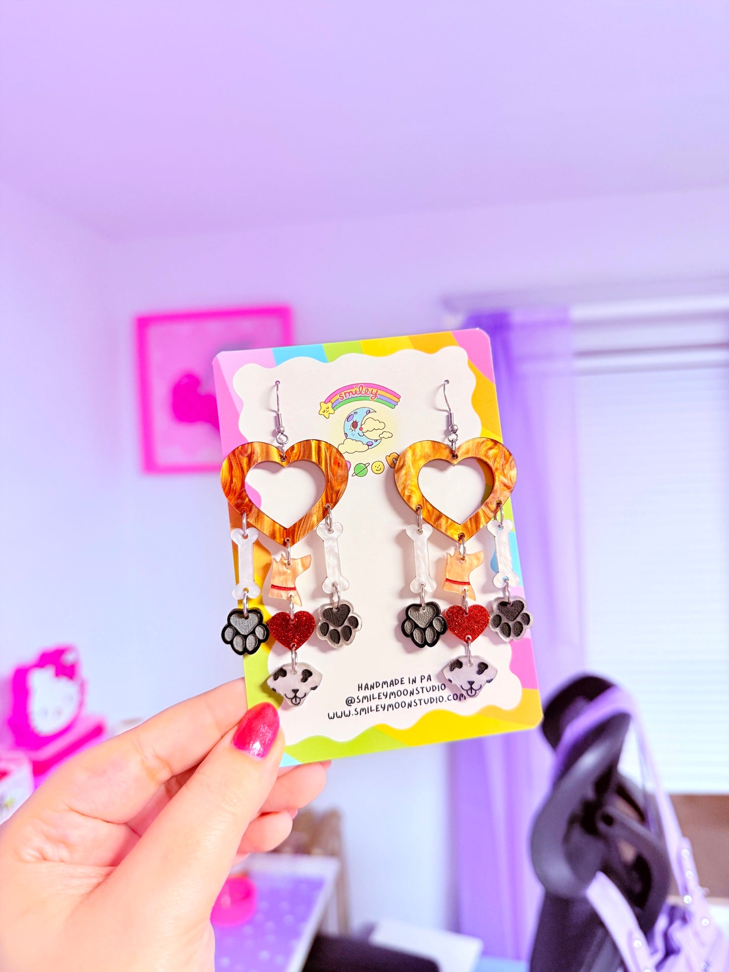 Doggy Dangles, Acrylic Earrings
