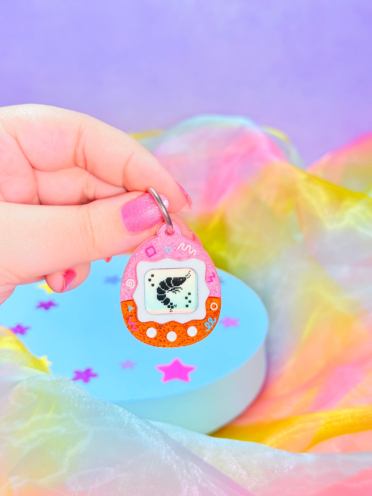 Virtual Pet Shrimp Acrylic Earrings