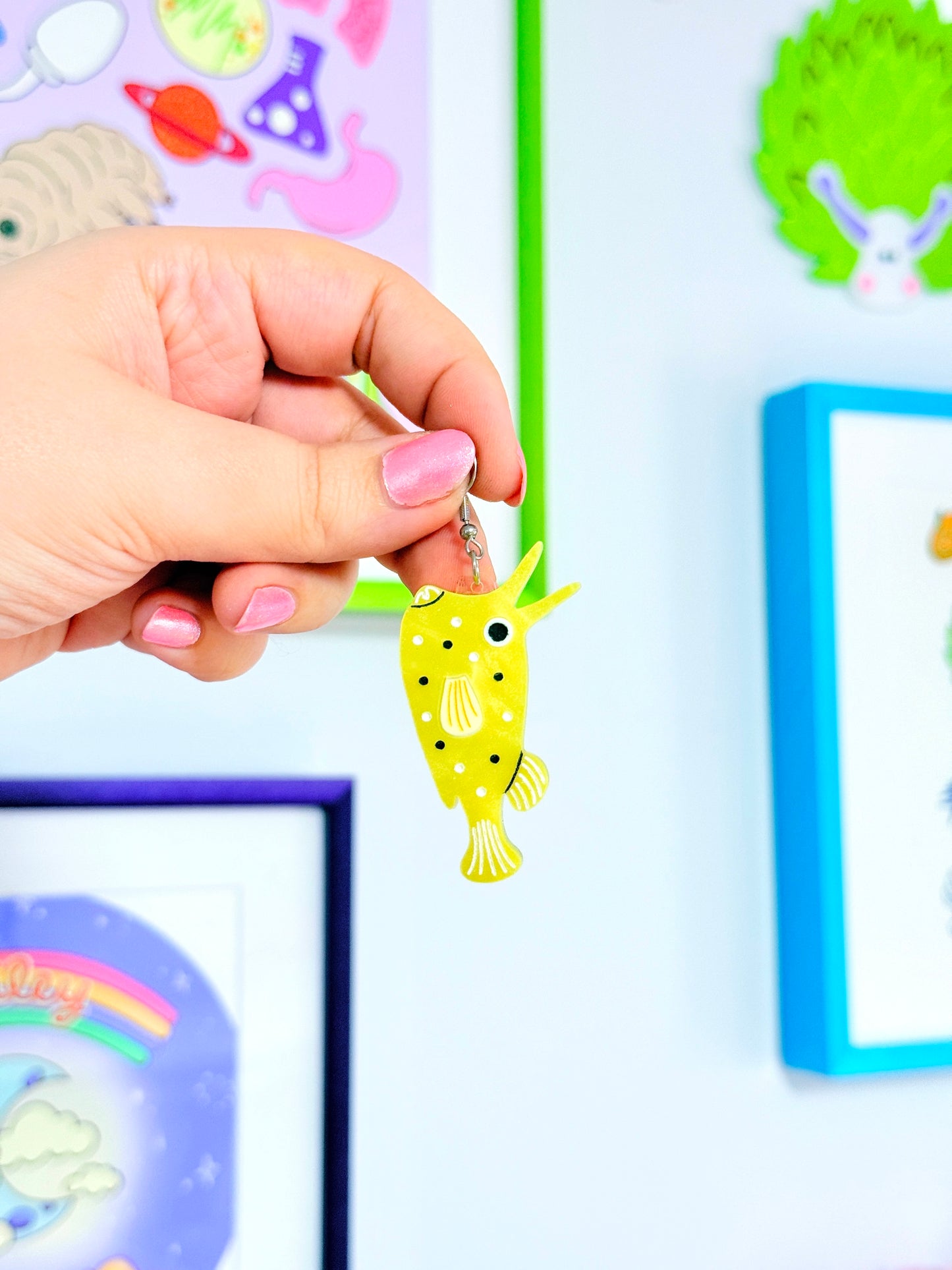 Longhorn Cowfish Acrylic Earrings