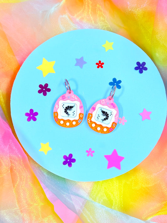 Virtual Pet Shrimp Acrylic Earrings