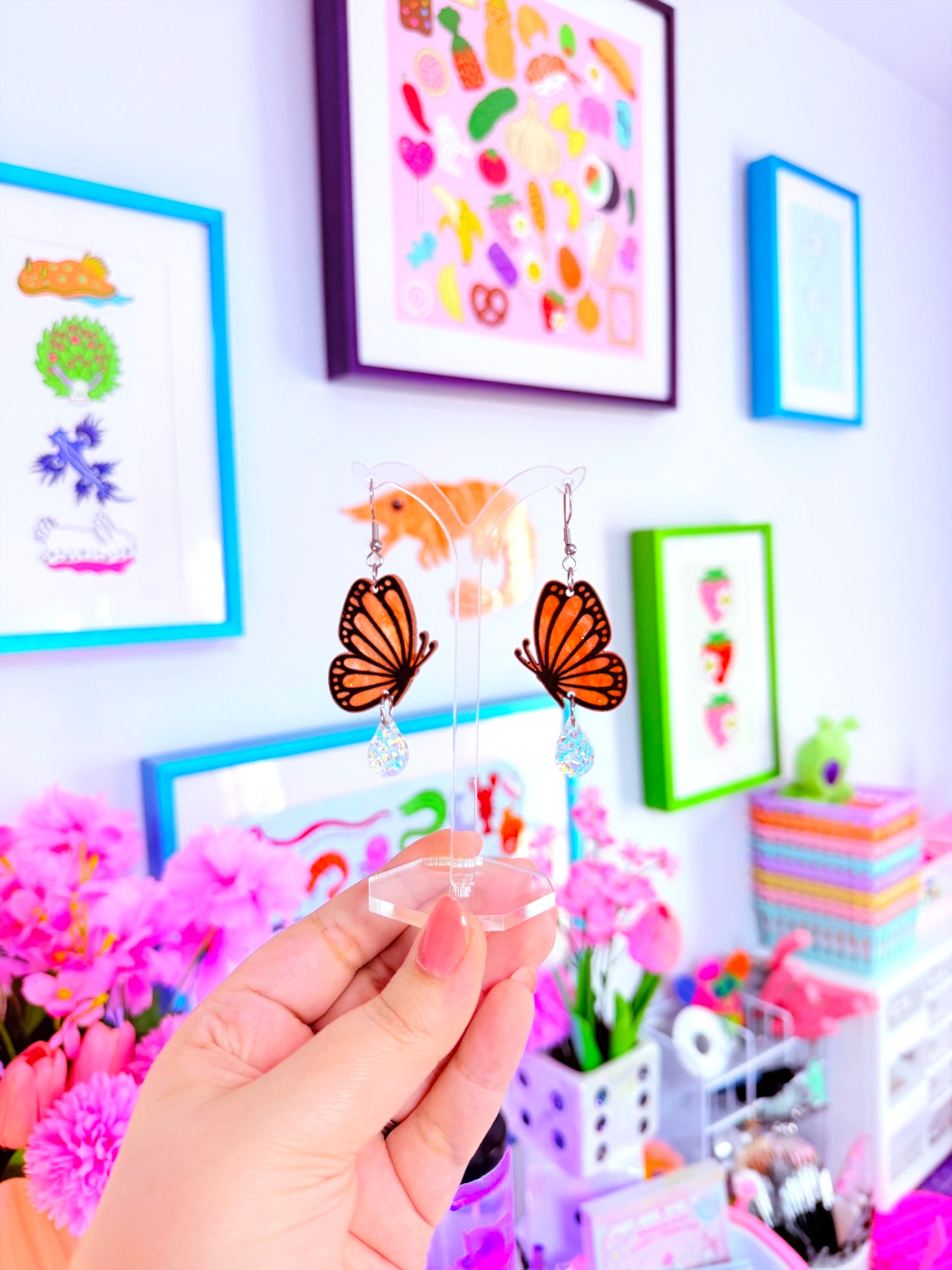Whimsy Butterfly, Acrylic Earrings (Monarch)