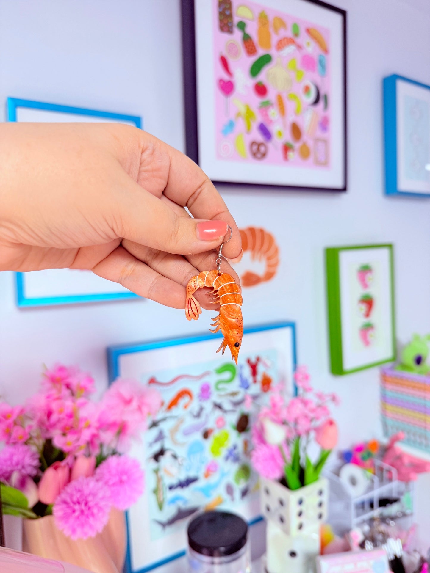 Shrimp Acrylic Earrings