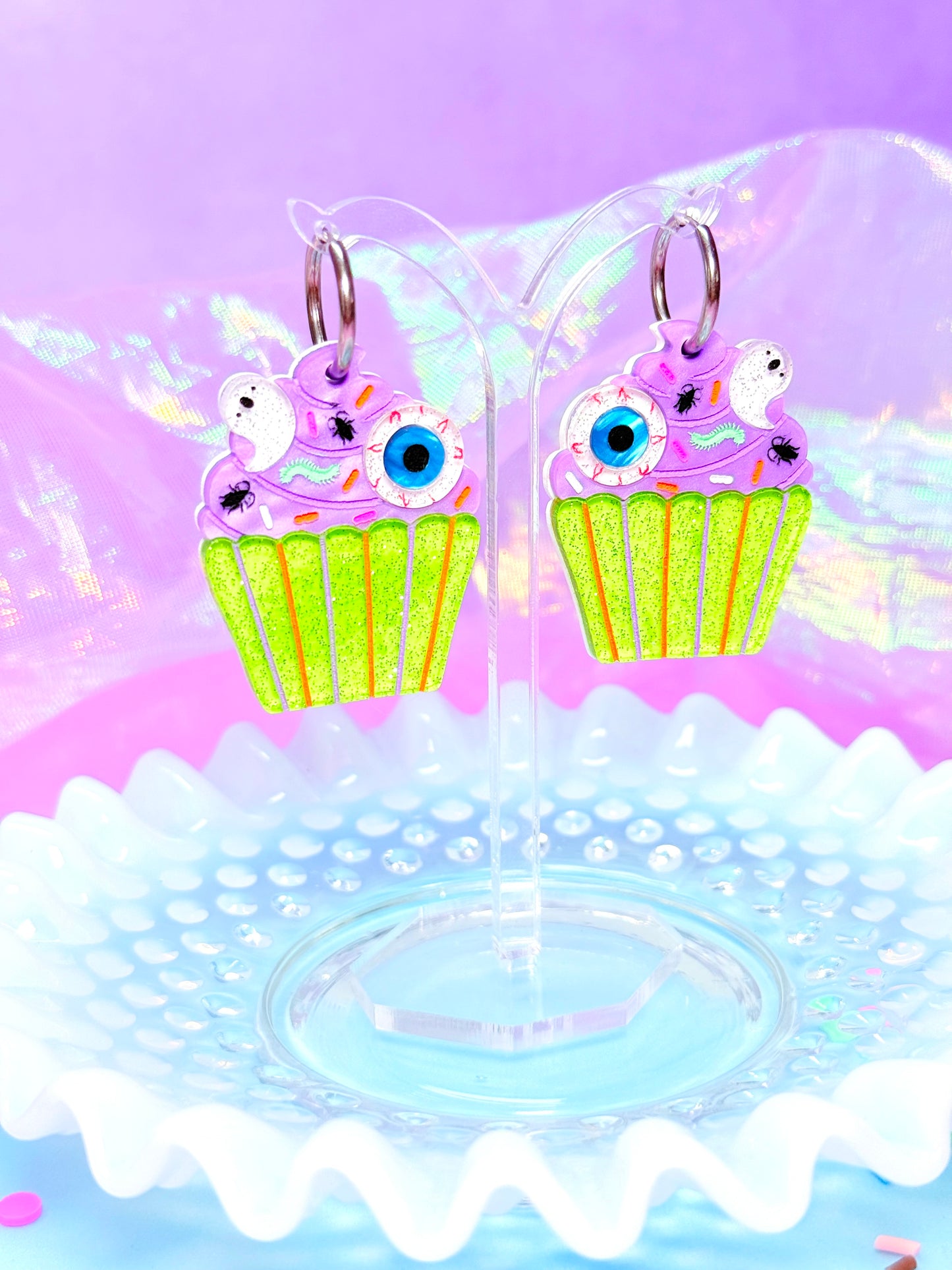 Creepy Cupcake Acrylic Earrings