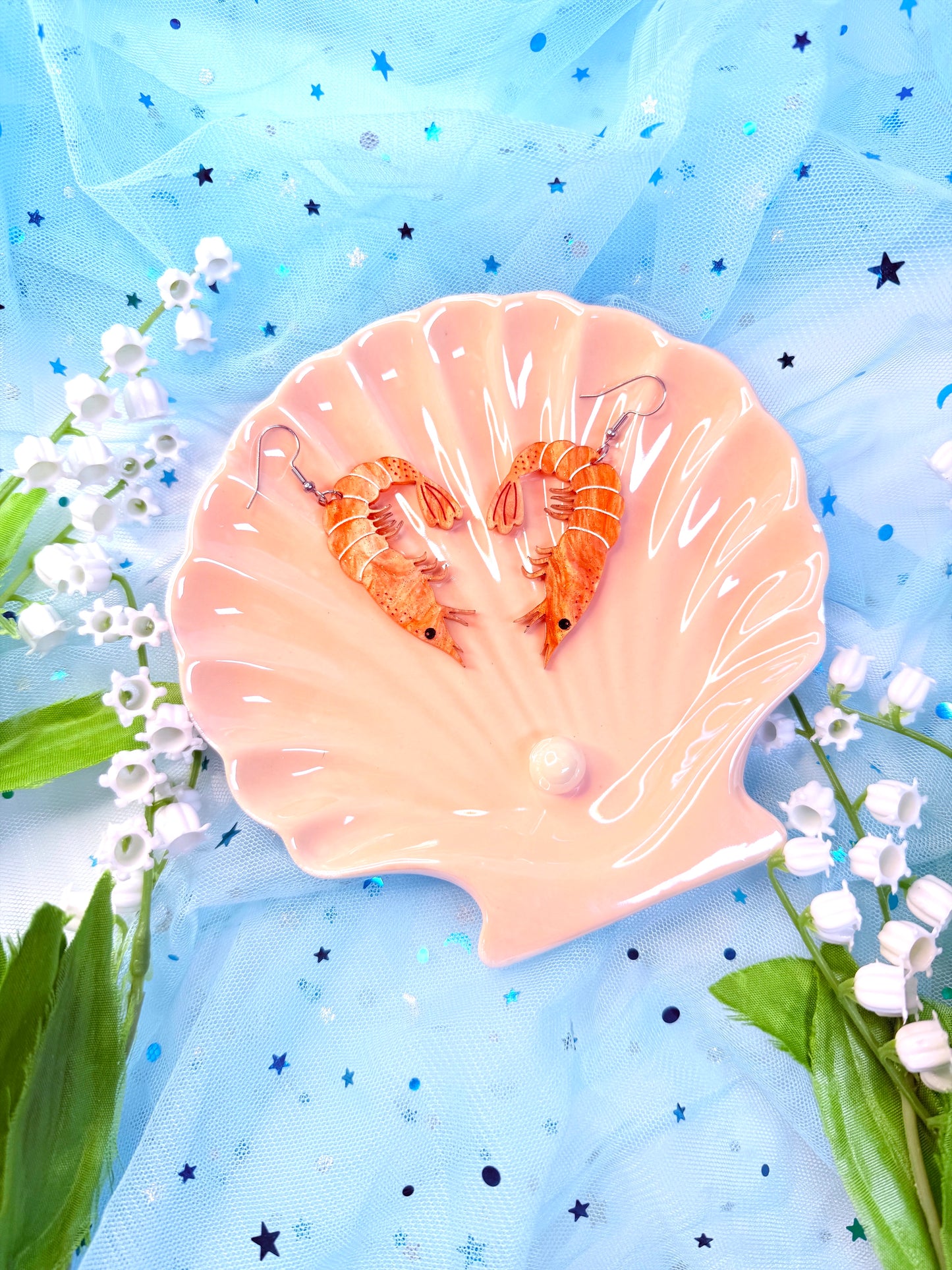 Shrimp Acrylic Earrings