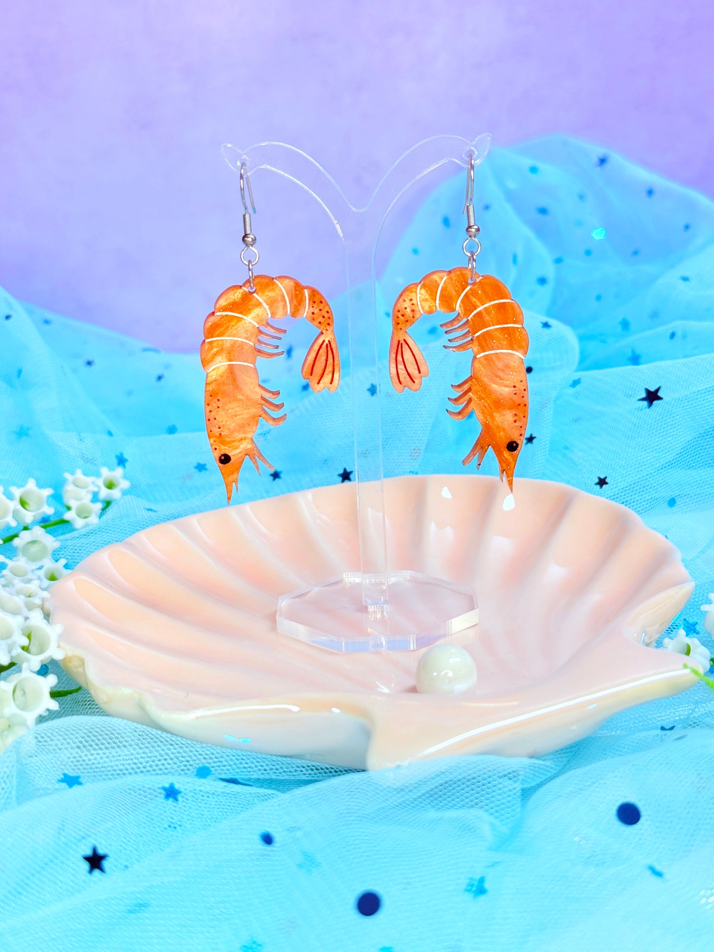 Shrimp Acrylic Earrings