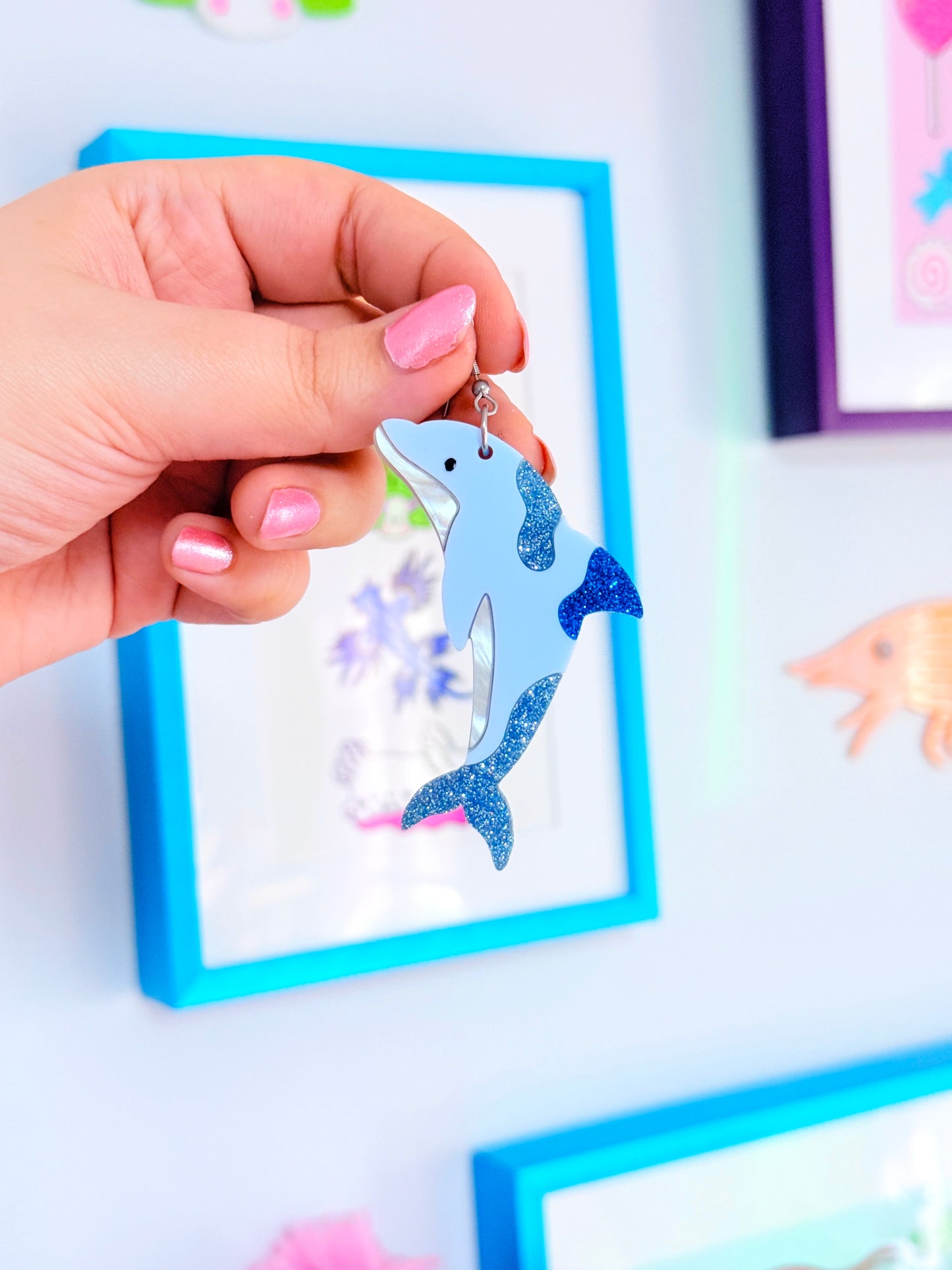Funky Dolphins, Acrylic Earrings
