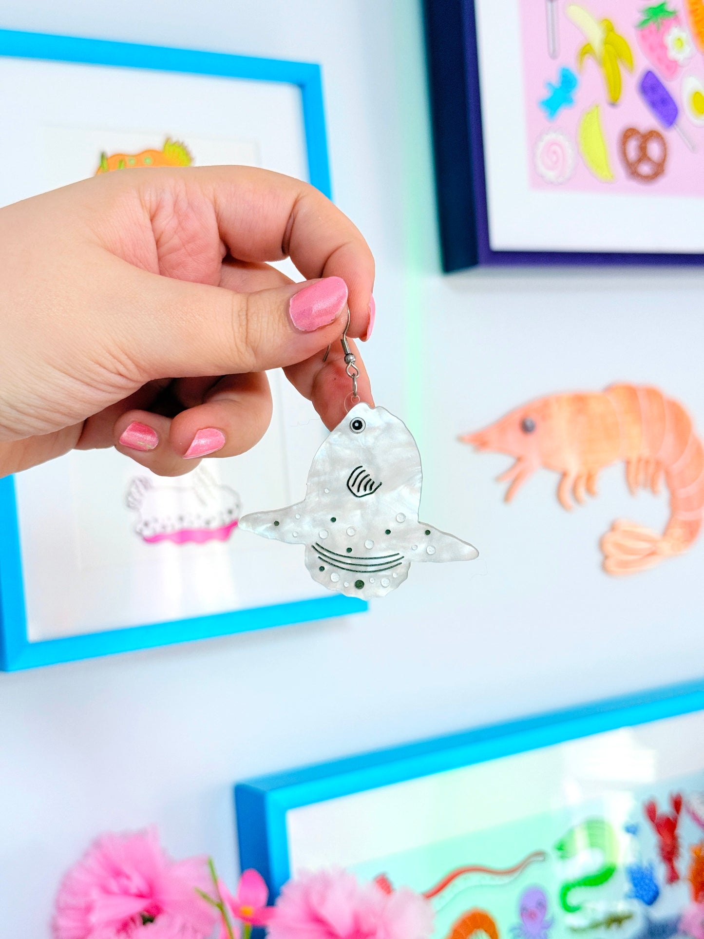 Mola Mola, Ocean Sunfish Acrylic Earrings